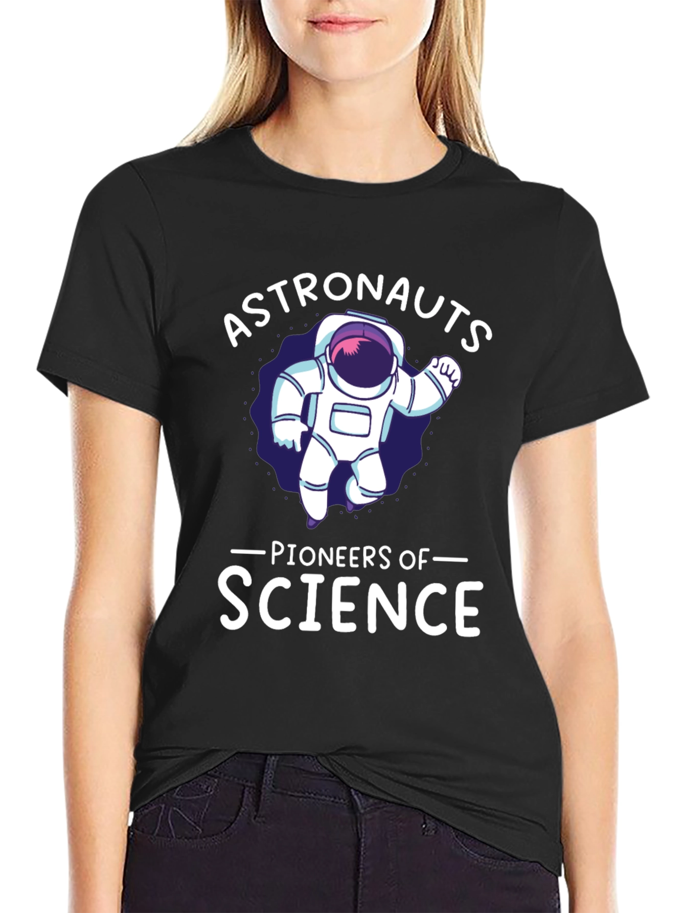 Astronauts Pioneers of Science Black T-Shirt