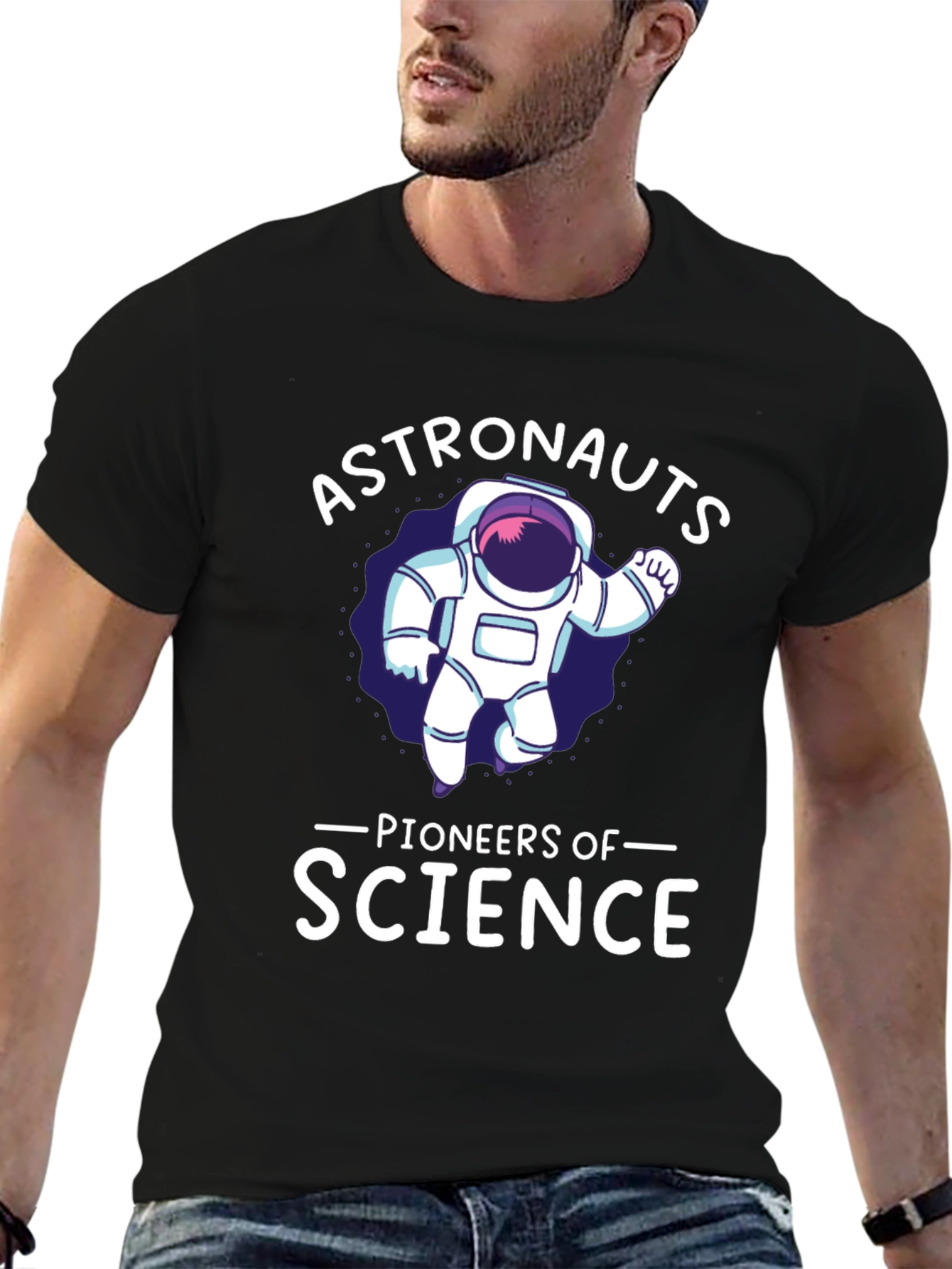 Astronauts Pioneers of Science Black T-Shirt