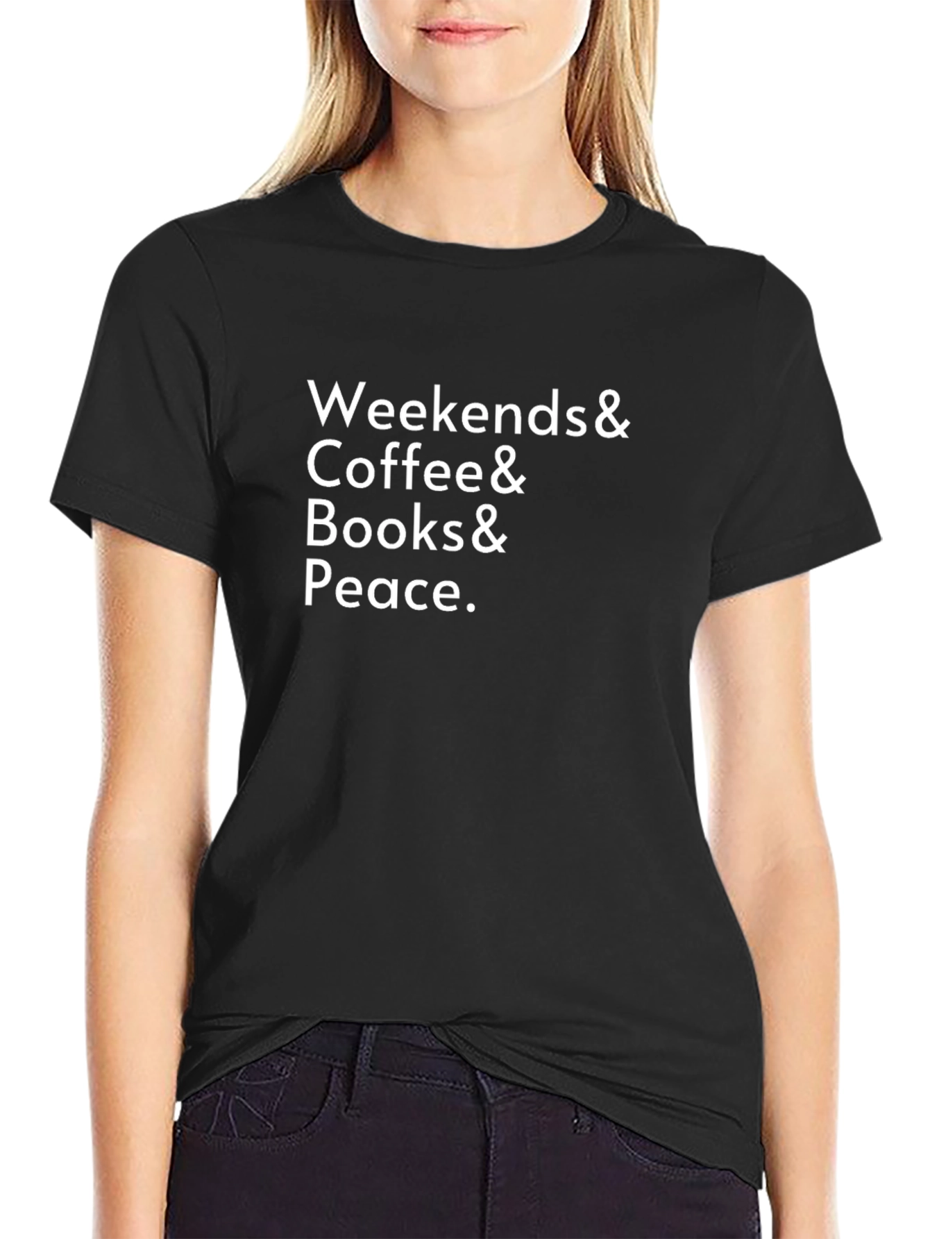 Weekends Coffee Books Peace T-Shirt