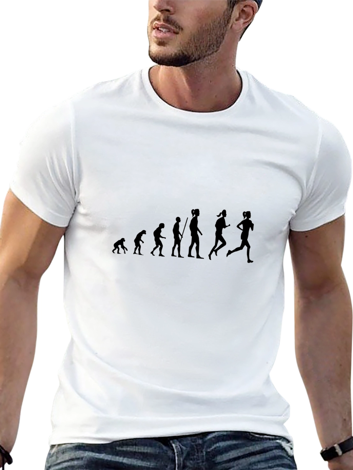 Evolution of a Female Runner Black T-Shirt