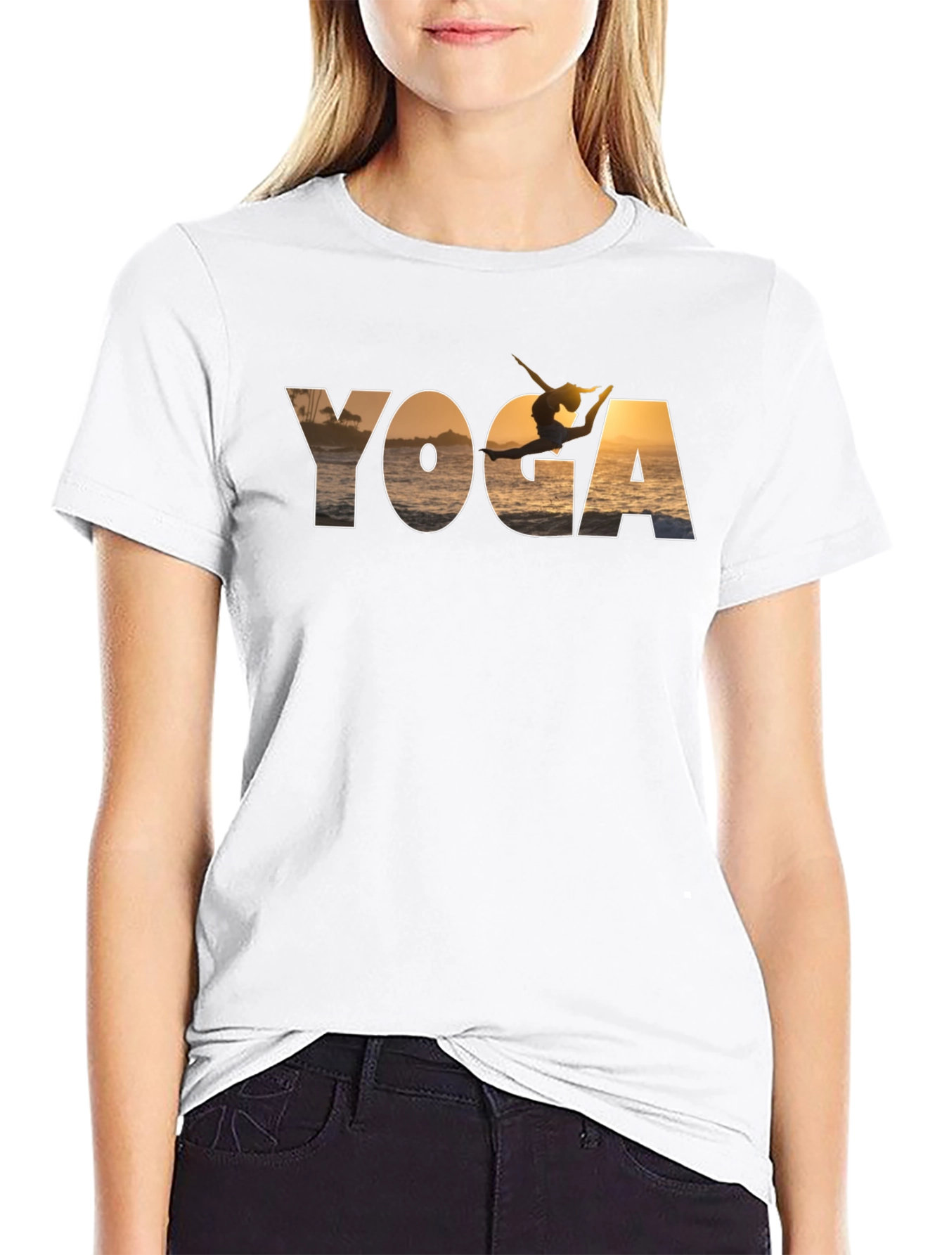 Yoga Silhouette Graphic Black T-Shirt