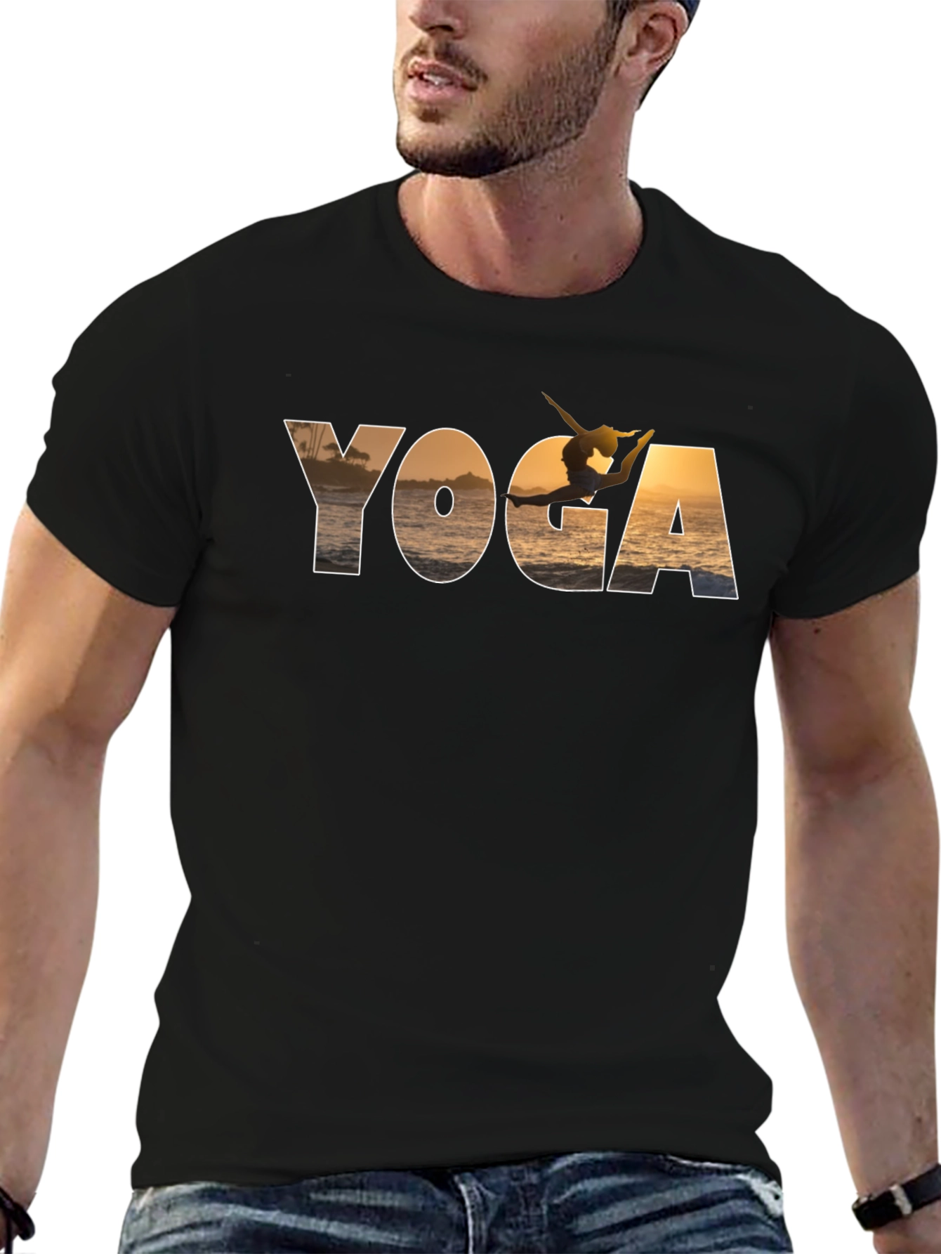 Yoga Silhouette Graphic Black T-Shirt