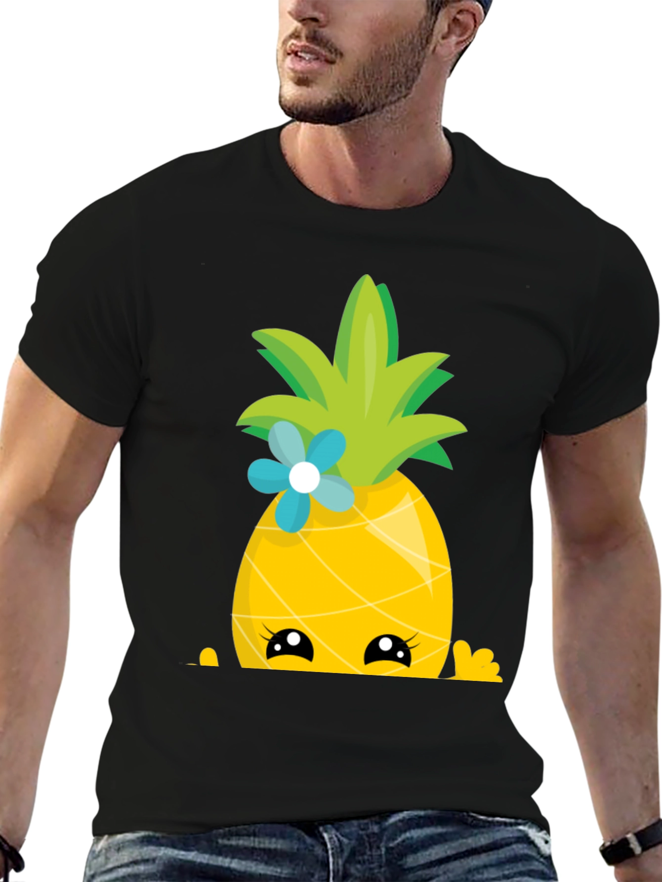 Cute Pineapple Peekaboo Graphic T-Shirt
