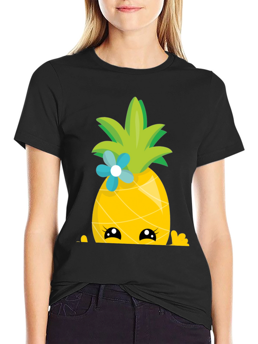 Cute Pineapple Peekaboo Graphic T-Shirt