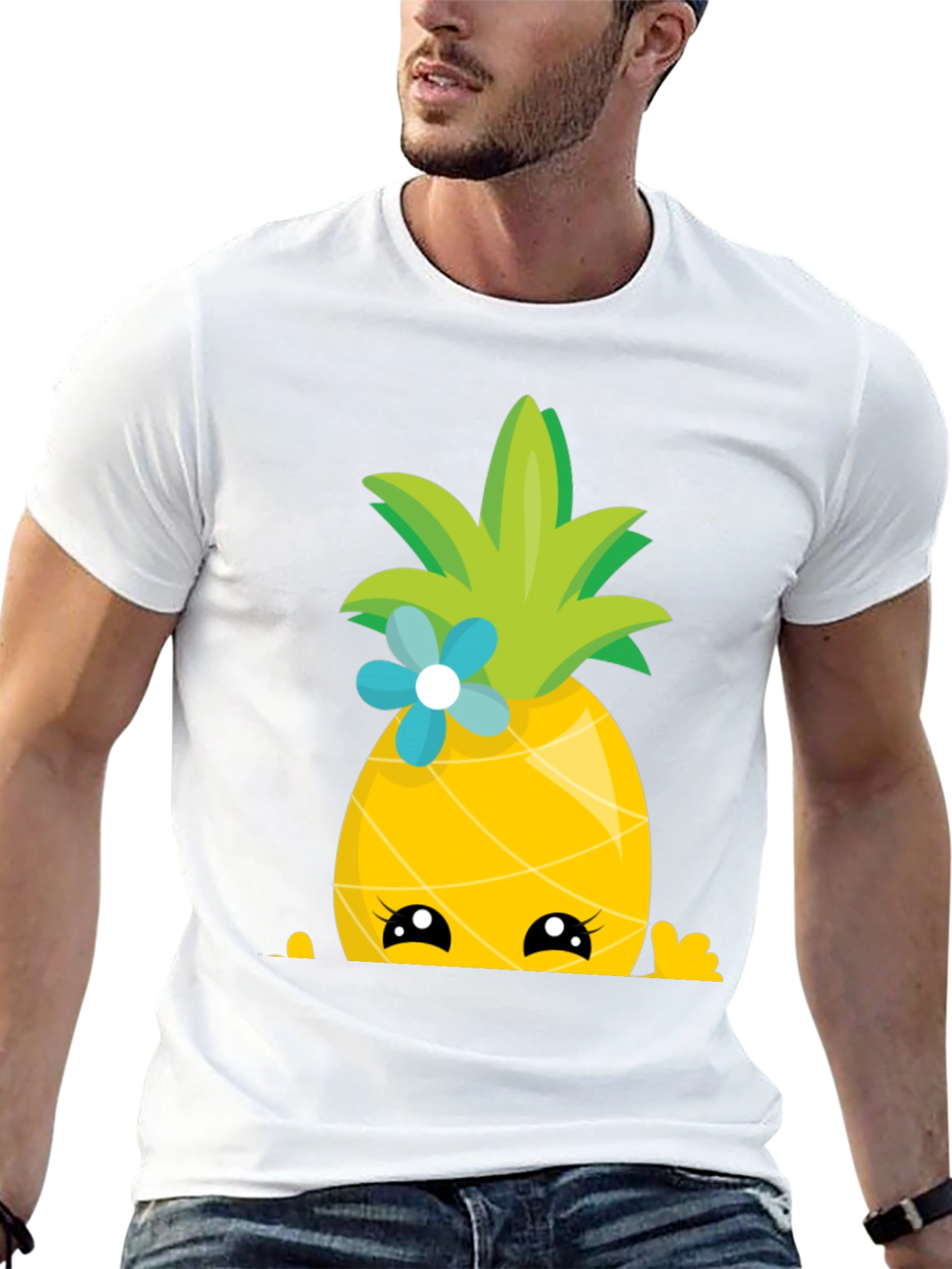 Cute Pineapple Peekaboo Graphic T-Shirt