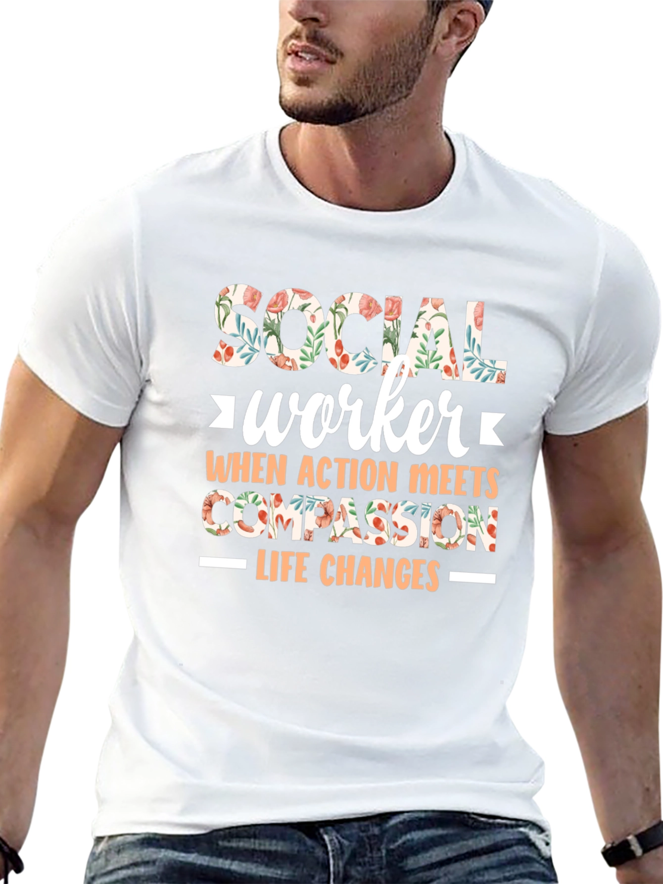 Floral Social Worker T-Shirt