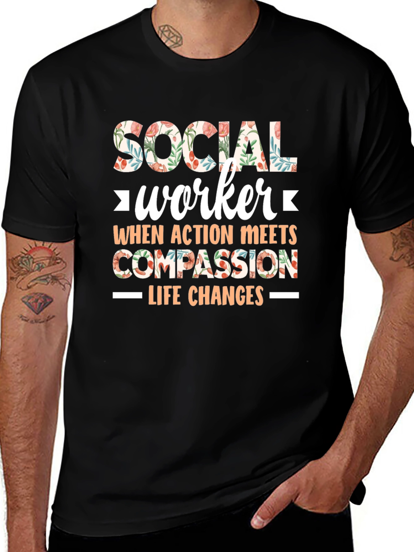 Floral Social Worker T-Shirt