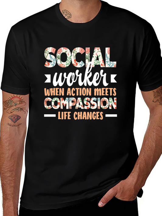 Floral Social Worker T-Shirt