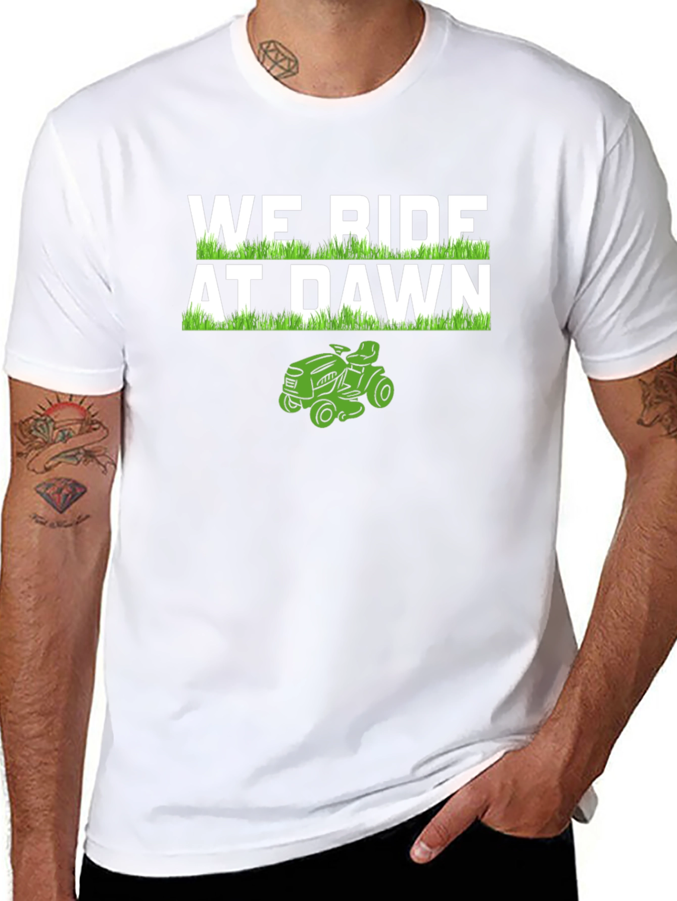 We Ride At Dawn Lawn Mower T-Shirt
