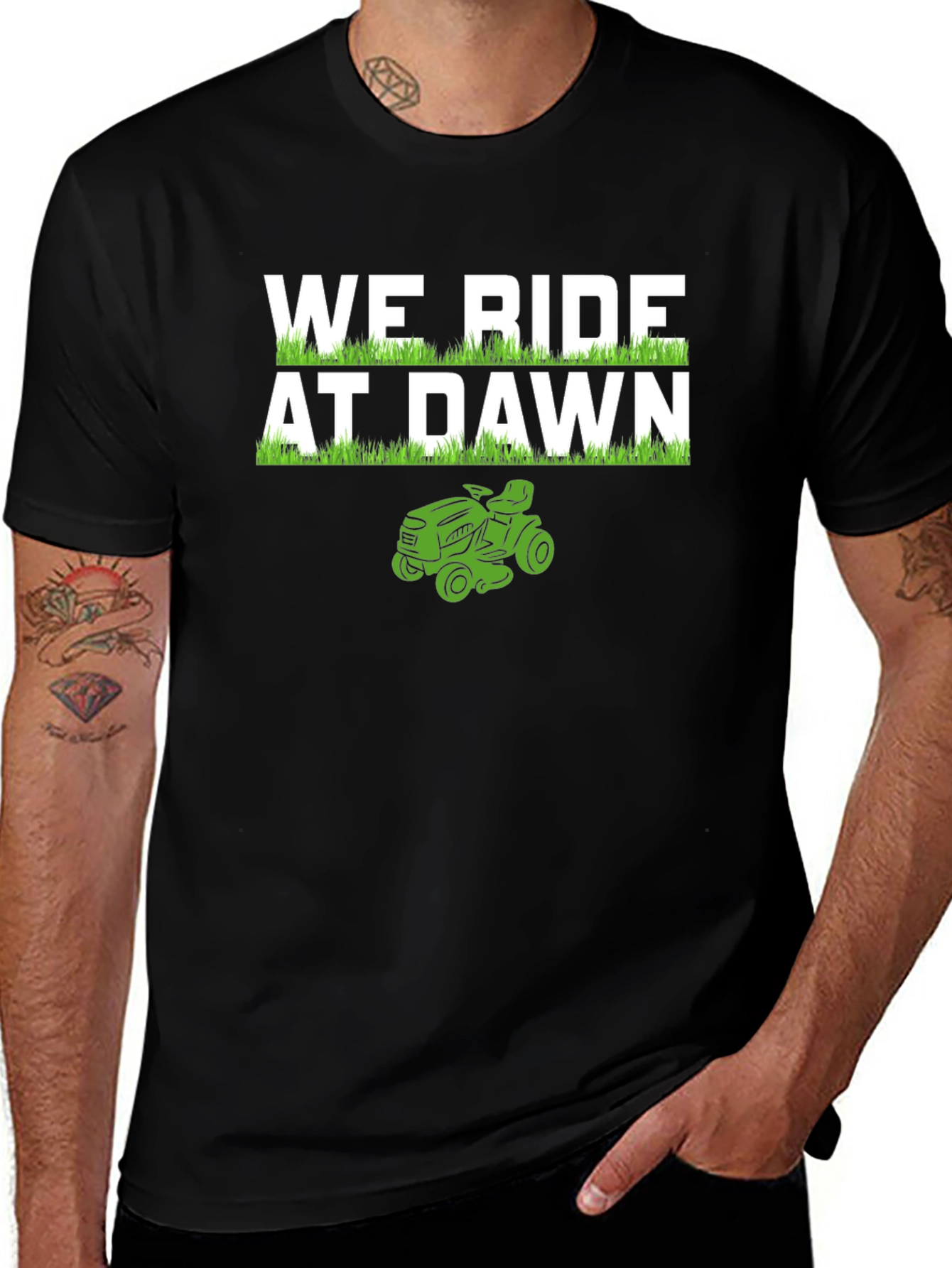 We Ride At Dawn Lawn Mower T-Shirt
