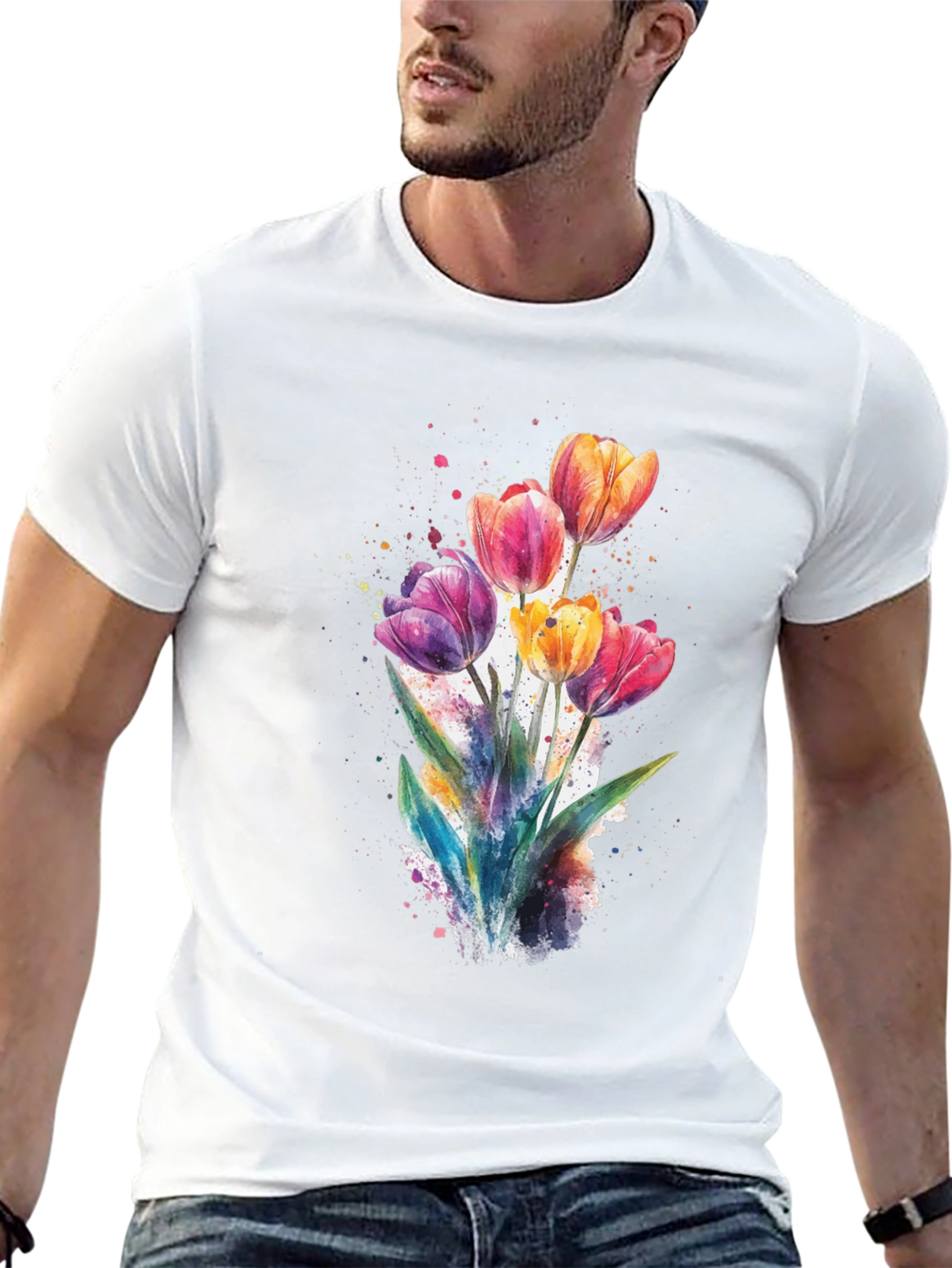 Watercolor Tulips Graphic Tee
