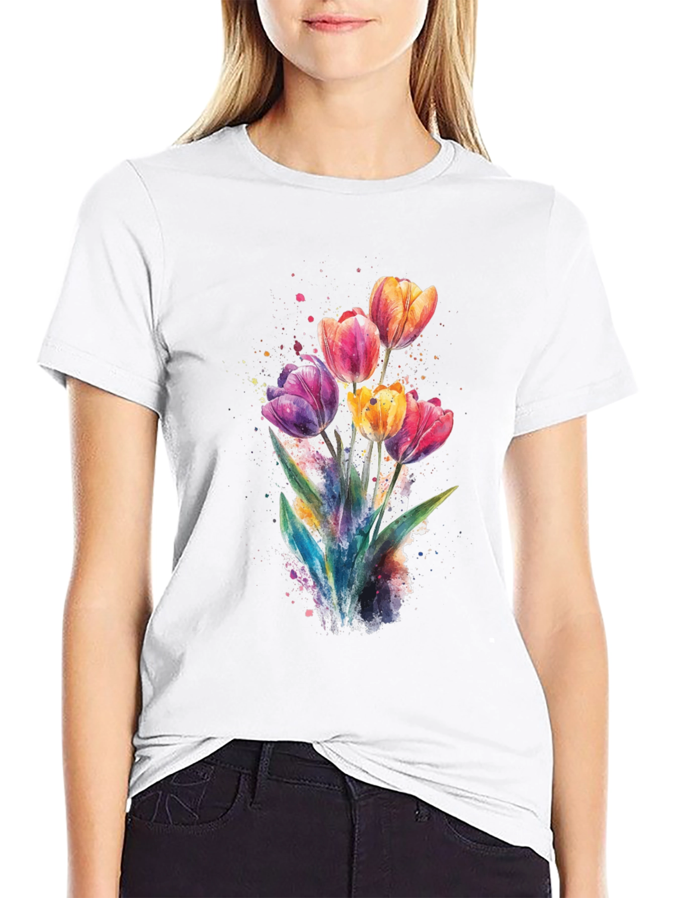 Watercolor Tulips Graphic Tee
