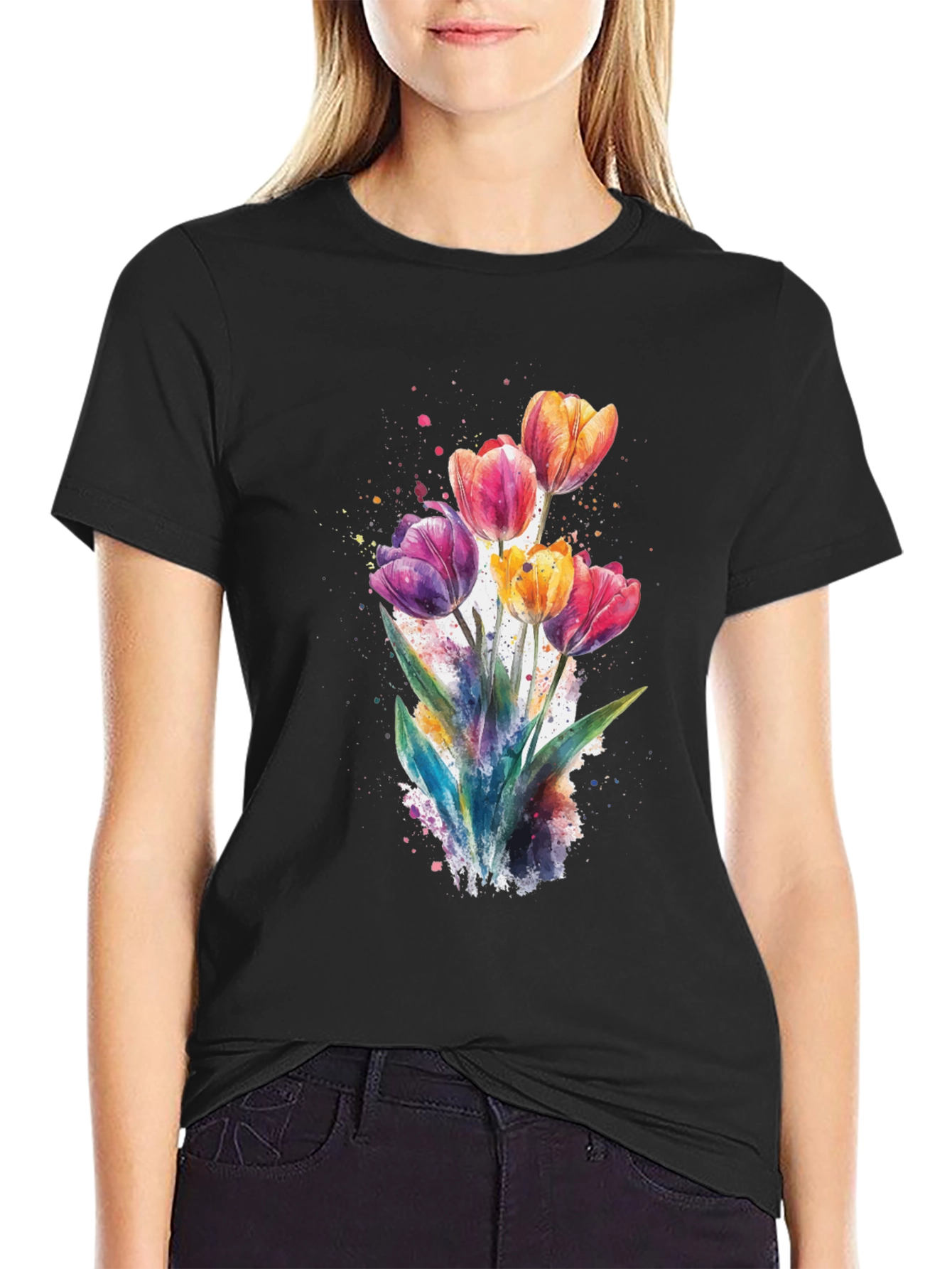 Watercolor Tulips Graphic Tee