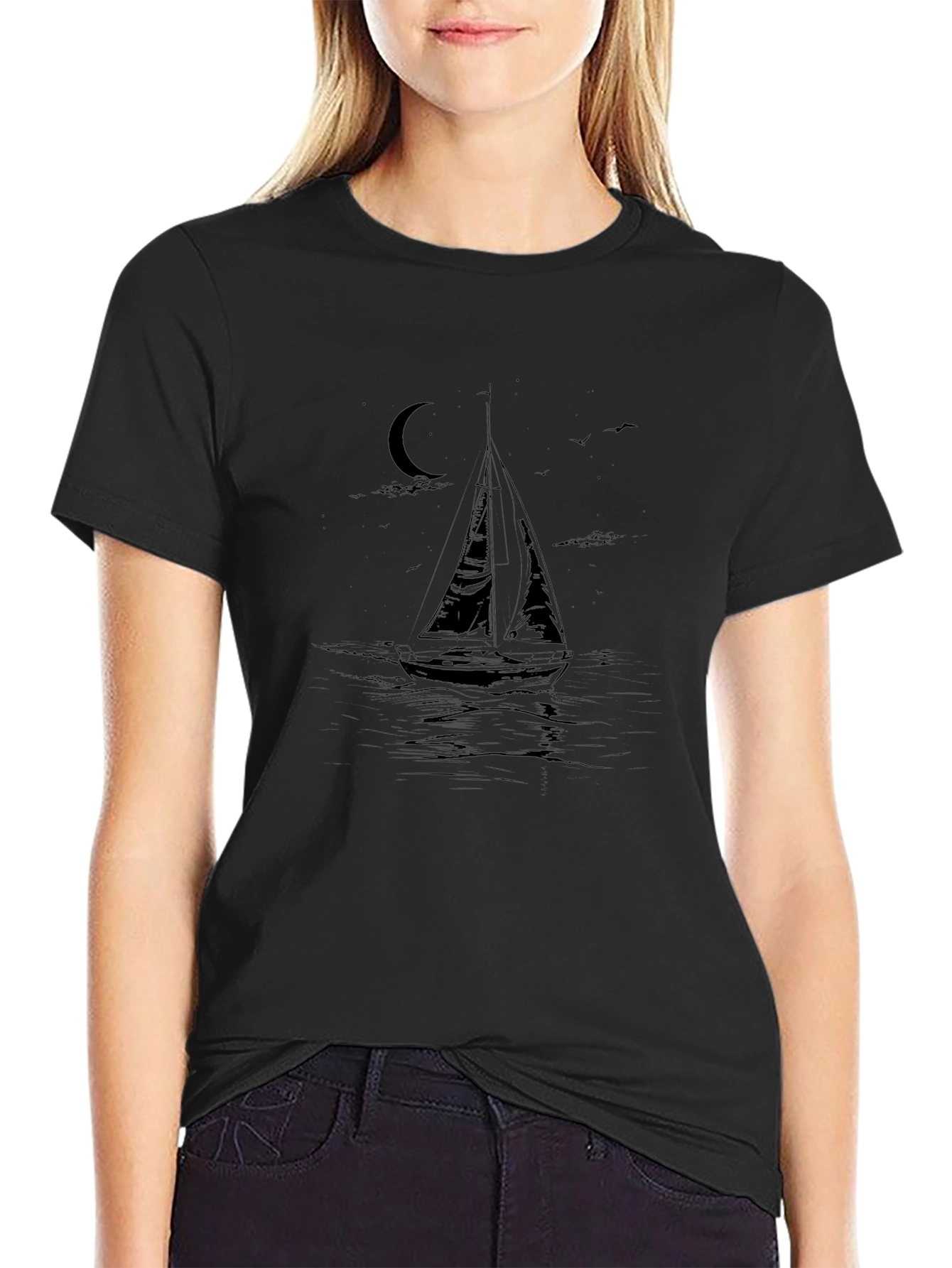 Sailboat Silhouette Graphic Tee - Relaxed Fit