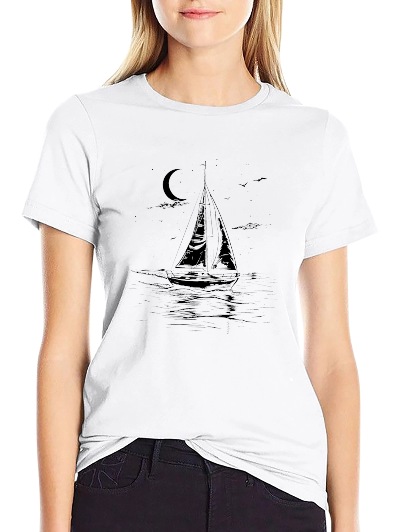 Sailboat Silhouette Graphic Tee - Relaxed Fit