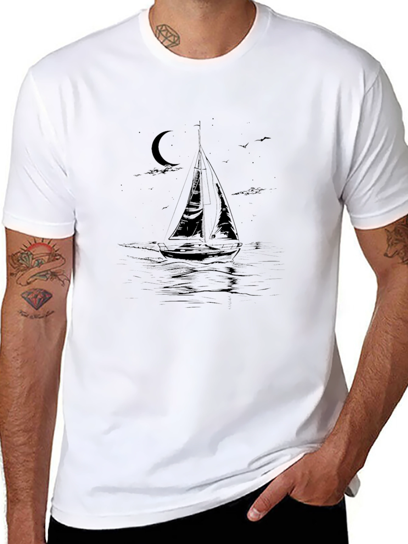 Sailboat Silhouette Graphic Tee - Relaxed Fit