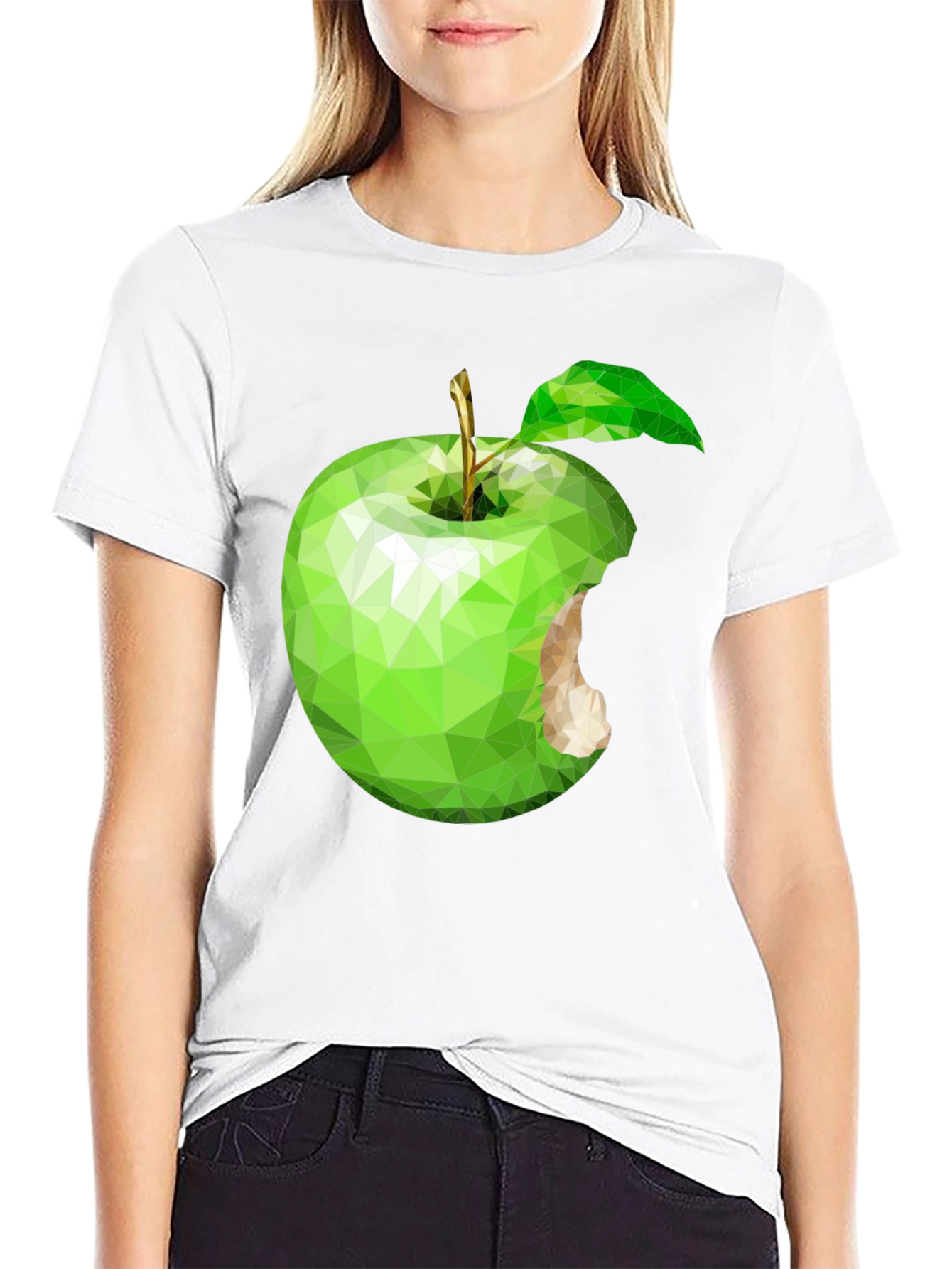 Geometric Green Apple Graphic Tee - Modern Style
