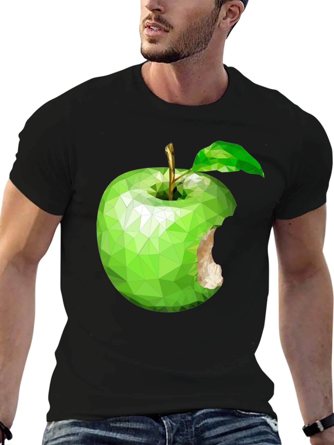 Geometric Green Apple Graphic Tee - Modern Style