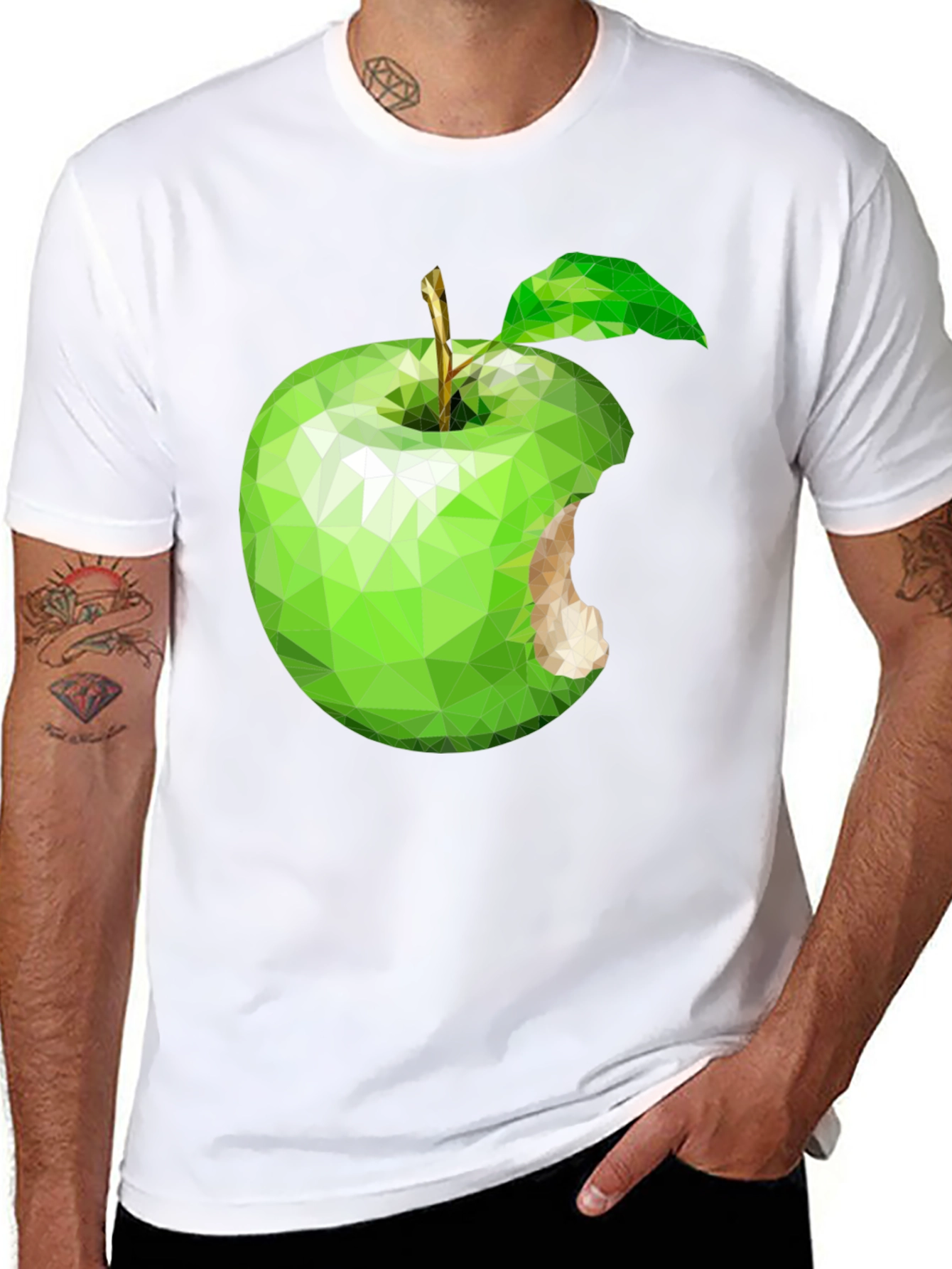 Geometric Green Apple Graphic Tee - Modern Style