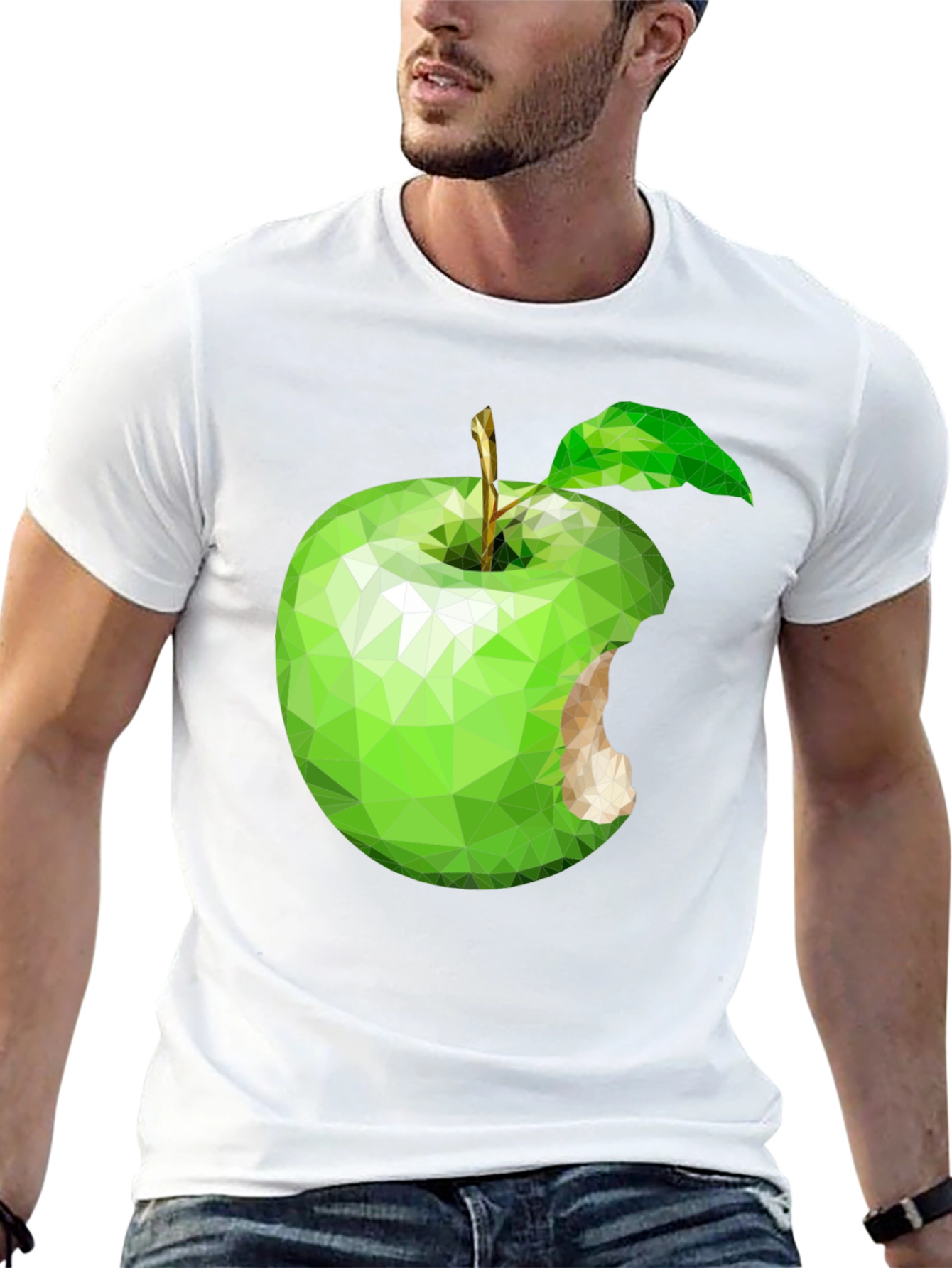 Geometric Green Apple Graphic Tee - Modern Style