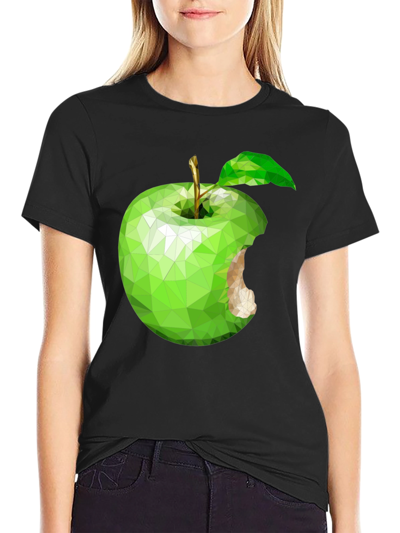 Geometric Green Apple Graphic Tee - Modern Style