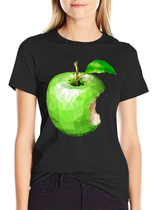 Geometric Green Apple Graphic Tee - Modern Style