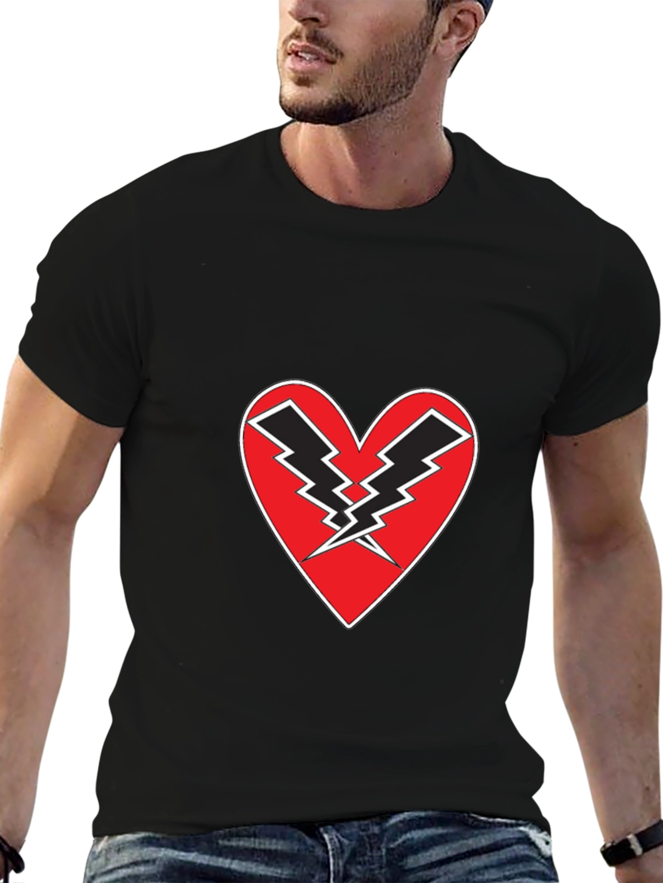 Heart Lightning Black Tee