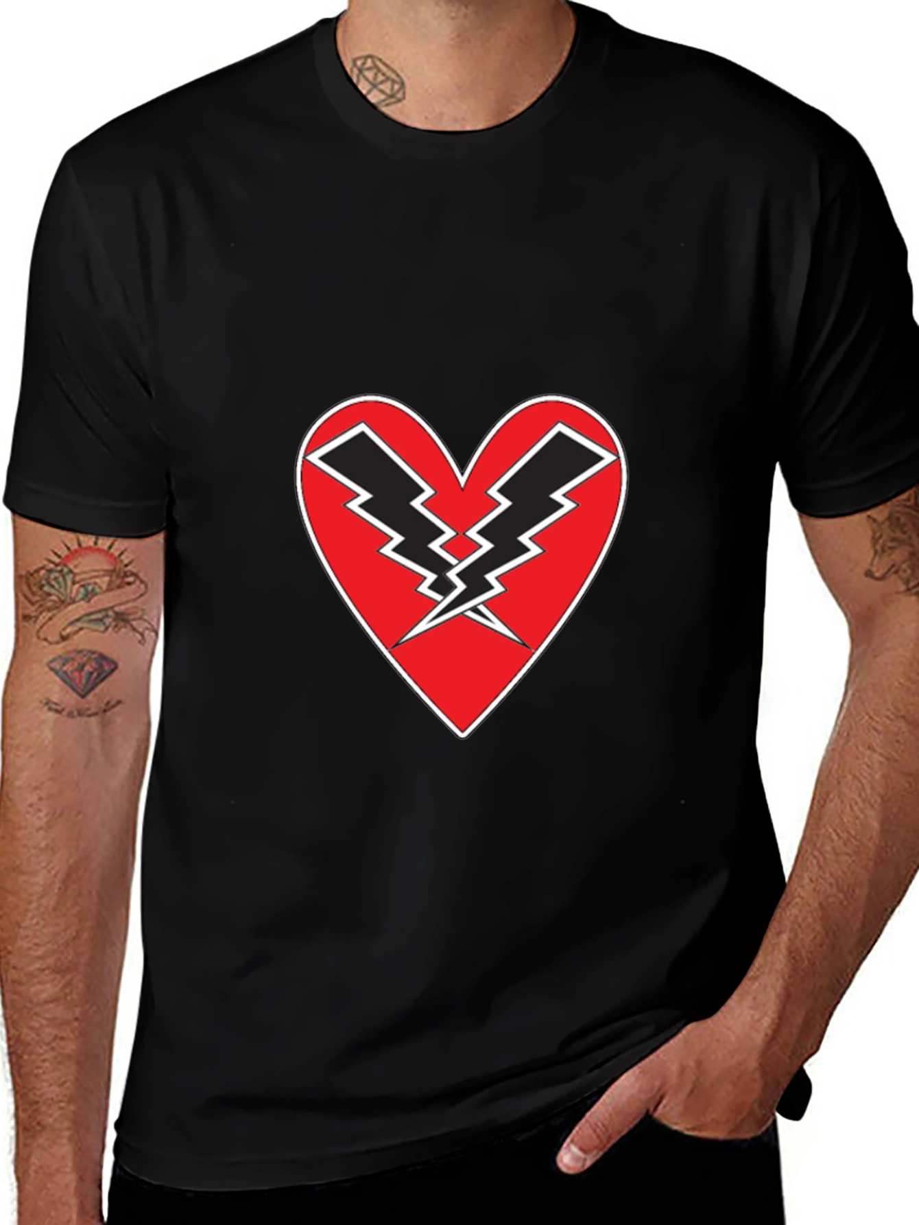 Heart Lightning Black Tee