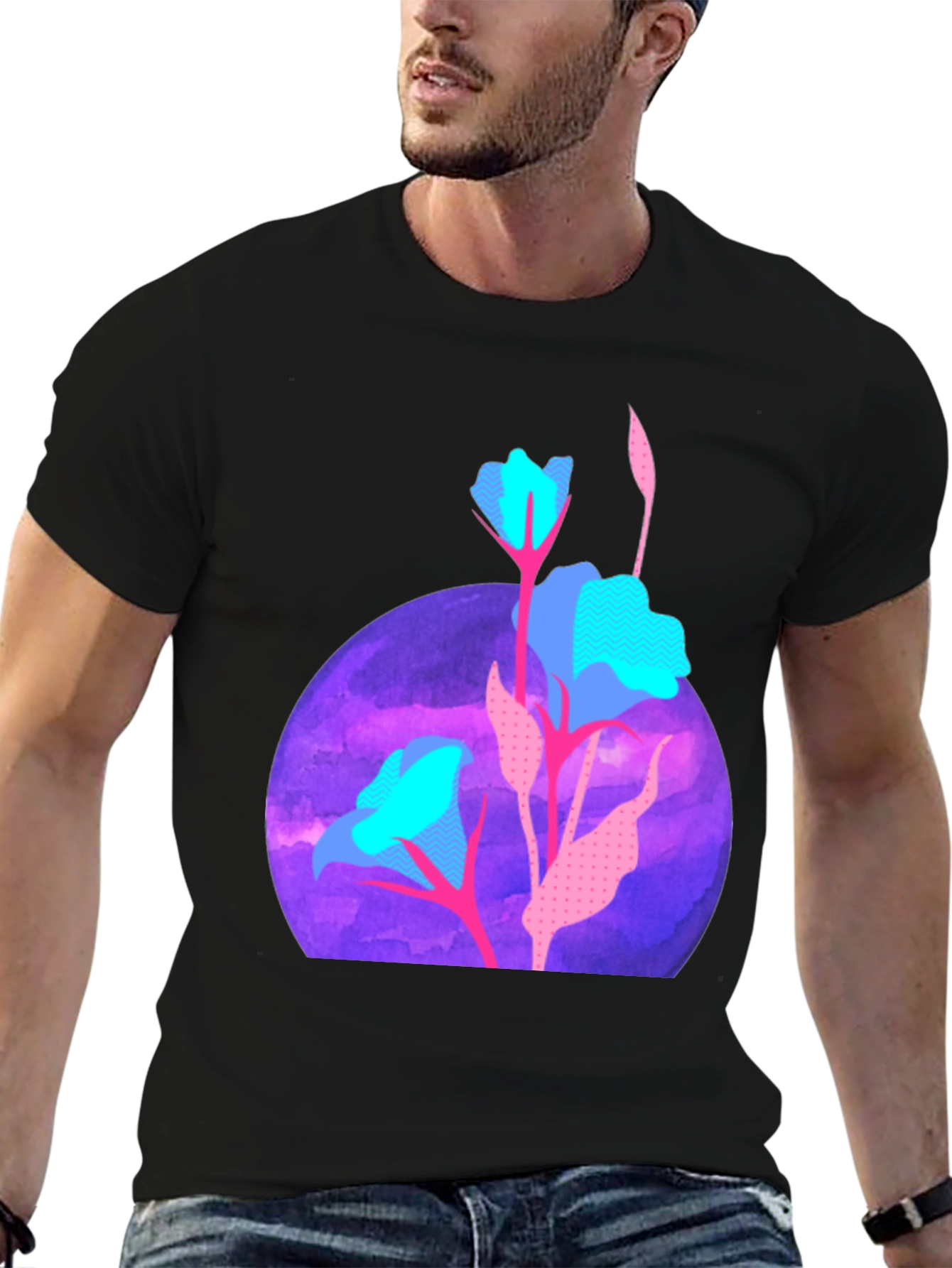 Abstract Floral T-Shirt - Artistic Design