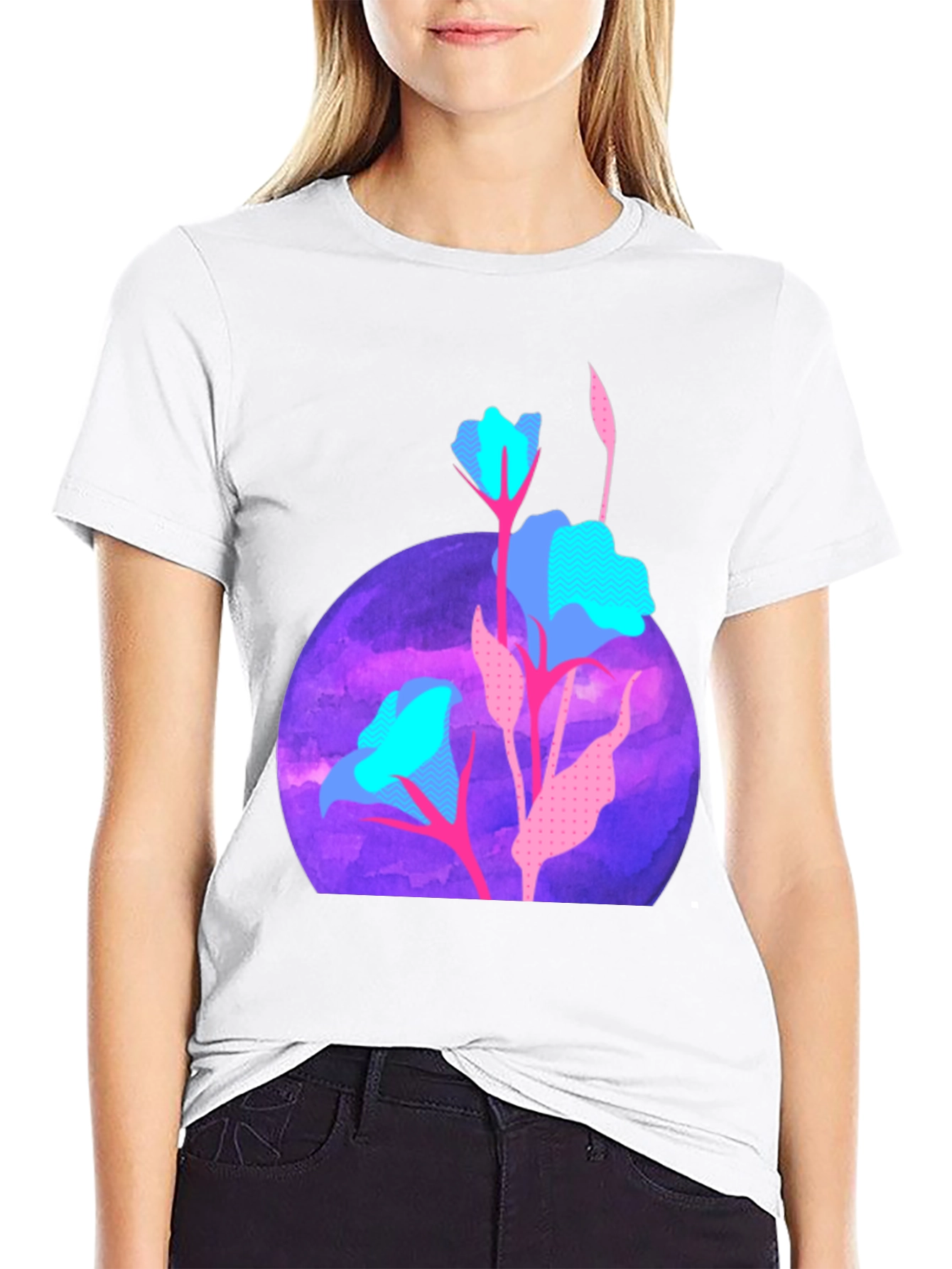Abstract Floral T-Shirt - Artistic Design