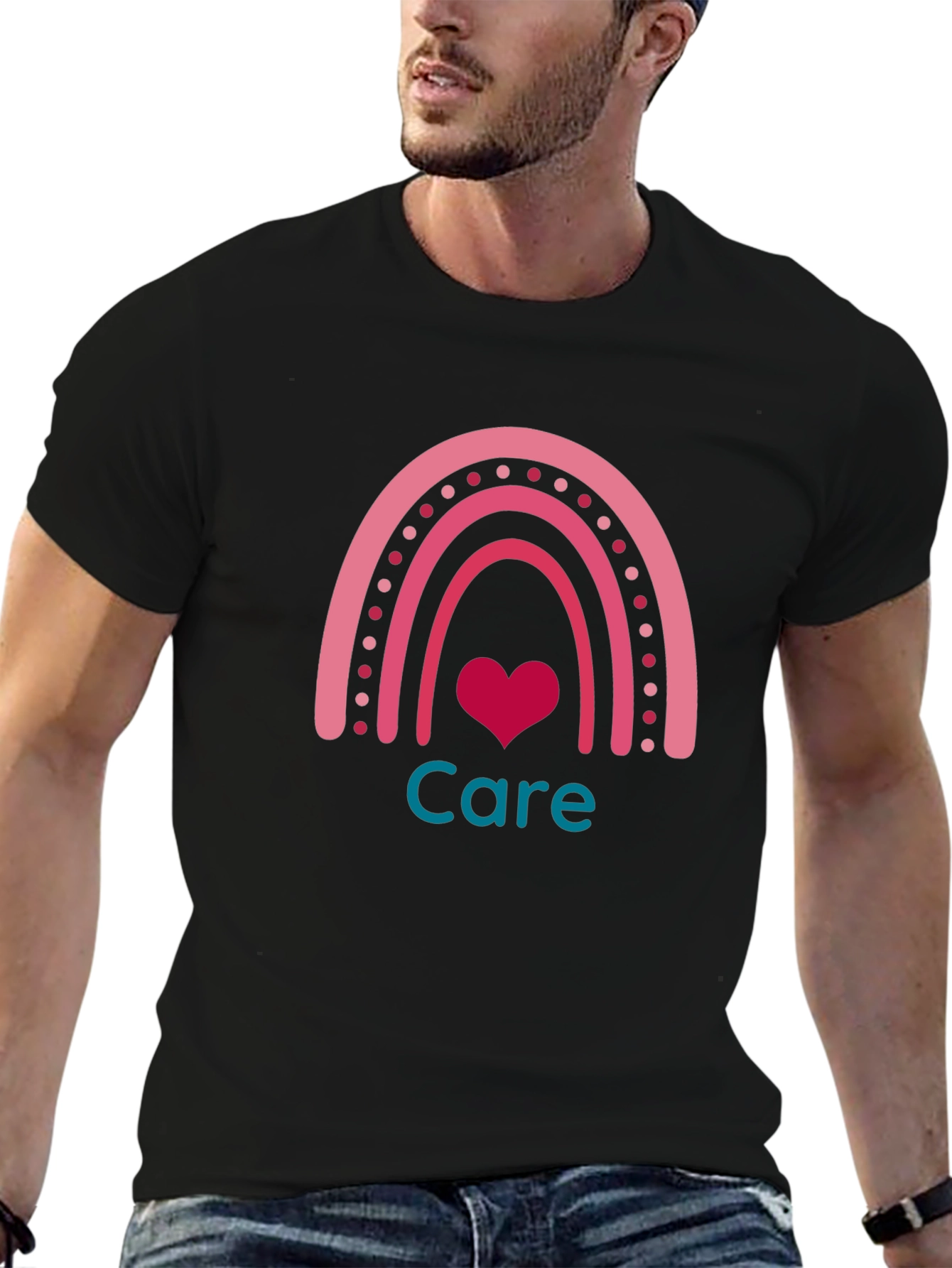 Care Rainbow Heart Graphic Tee