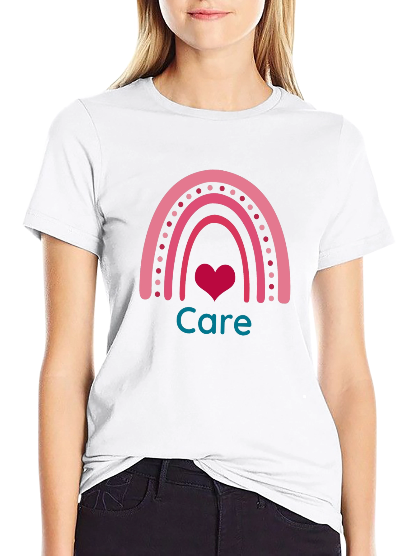 Care Rainbow Heart Graphic Tee