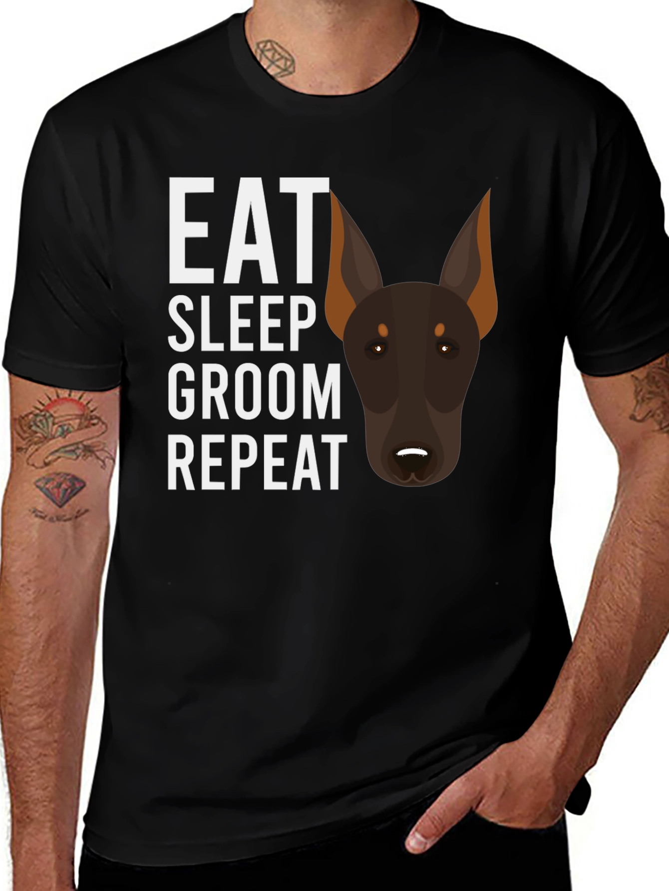 Eat Sleep Groom Repeat Doberman T-Shirt