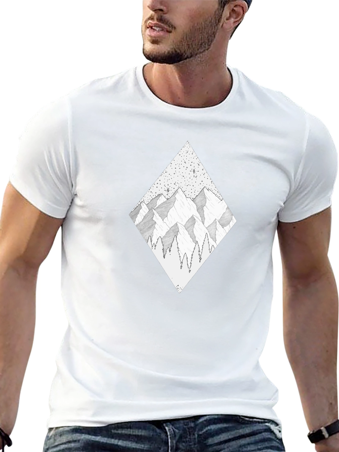 Mountainscape Diamond Graphic Tee
