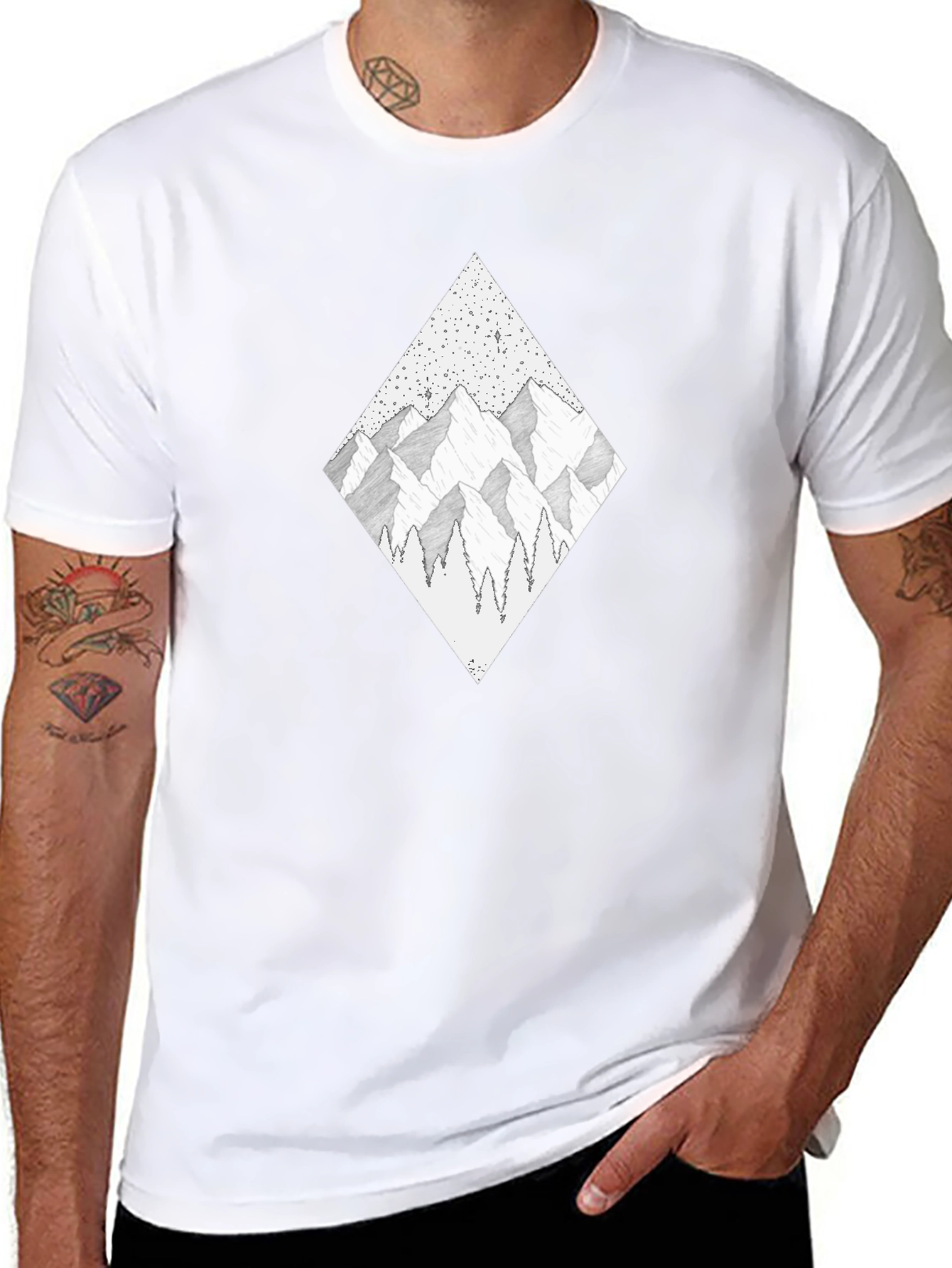 Mountainscape Diamond Graphic Tee