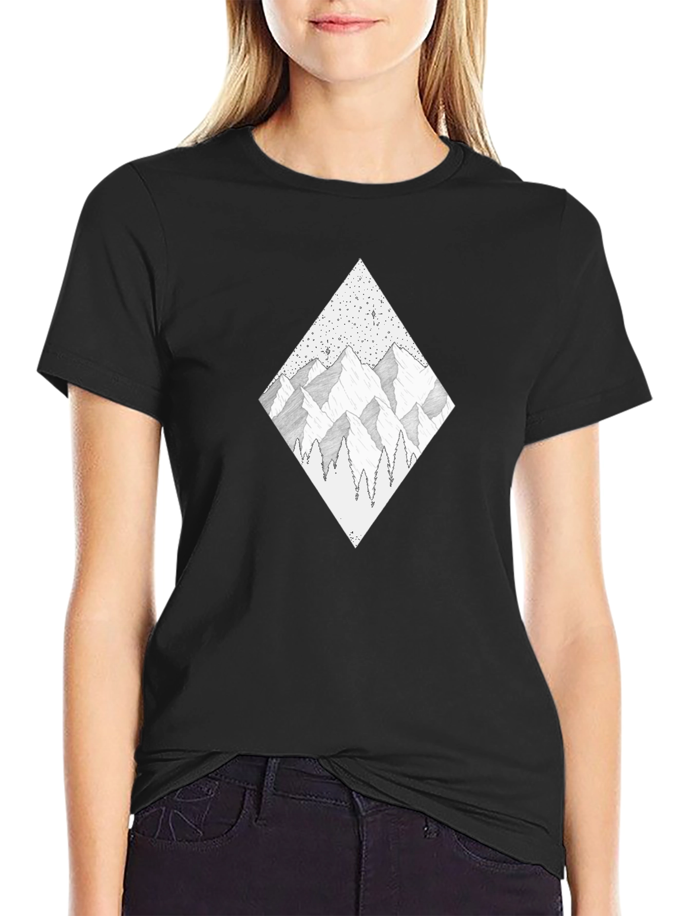 Mountainscape Diamond Graphic Tee
