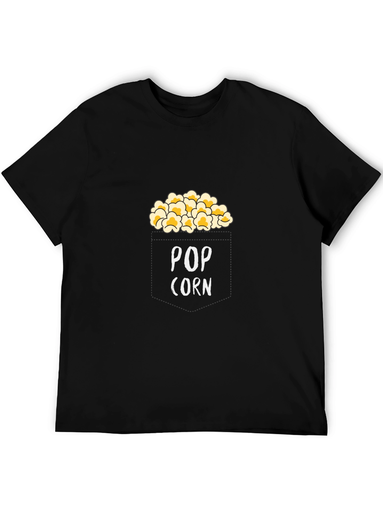 Popcorn Graphic Print Black Cotton T-Shirt