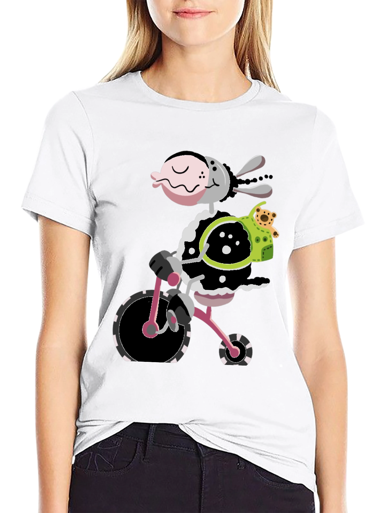 Funky Cow on Bike Graphic T-Shirt