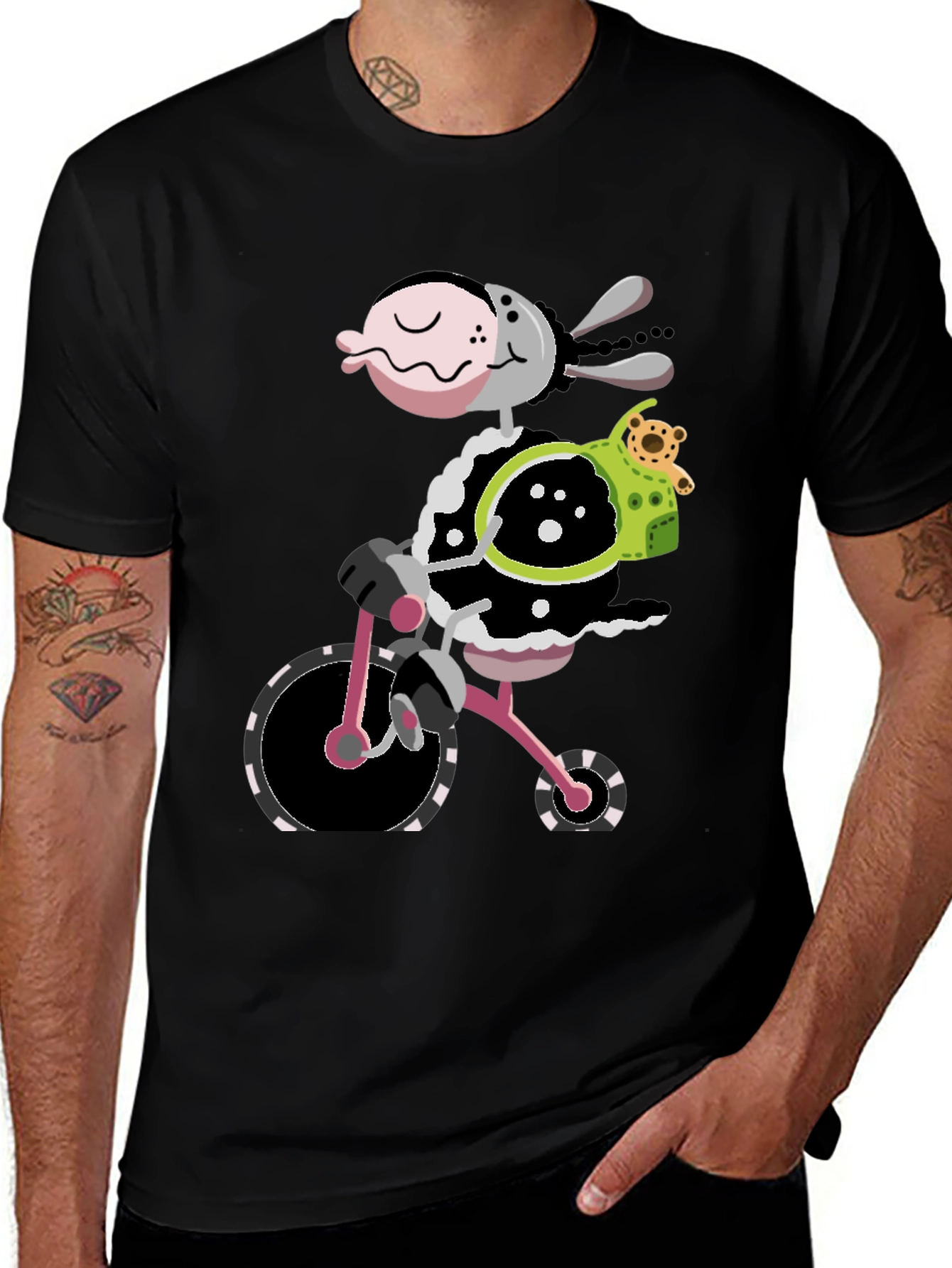 Funky Cow on Bike Graphic T-Shirt