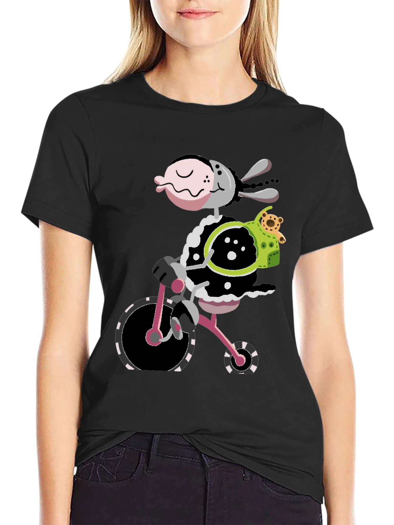 Funky Cow on Bike Graphic T-Shirt