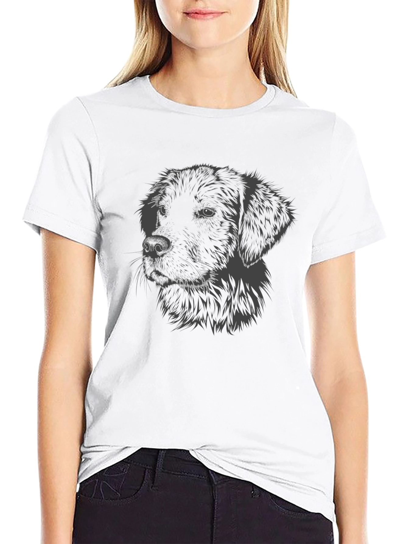 Dog Portrait Graphic T-Shirt - Black