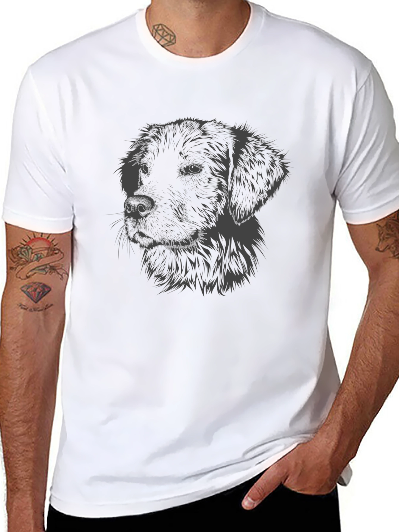 Dog Portrait Graphic T-Shirt - Black