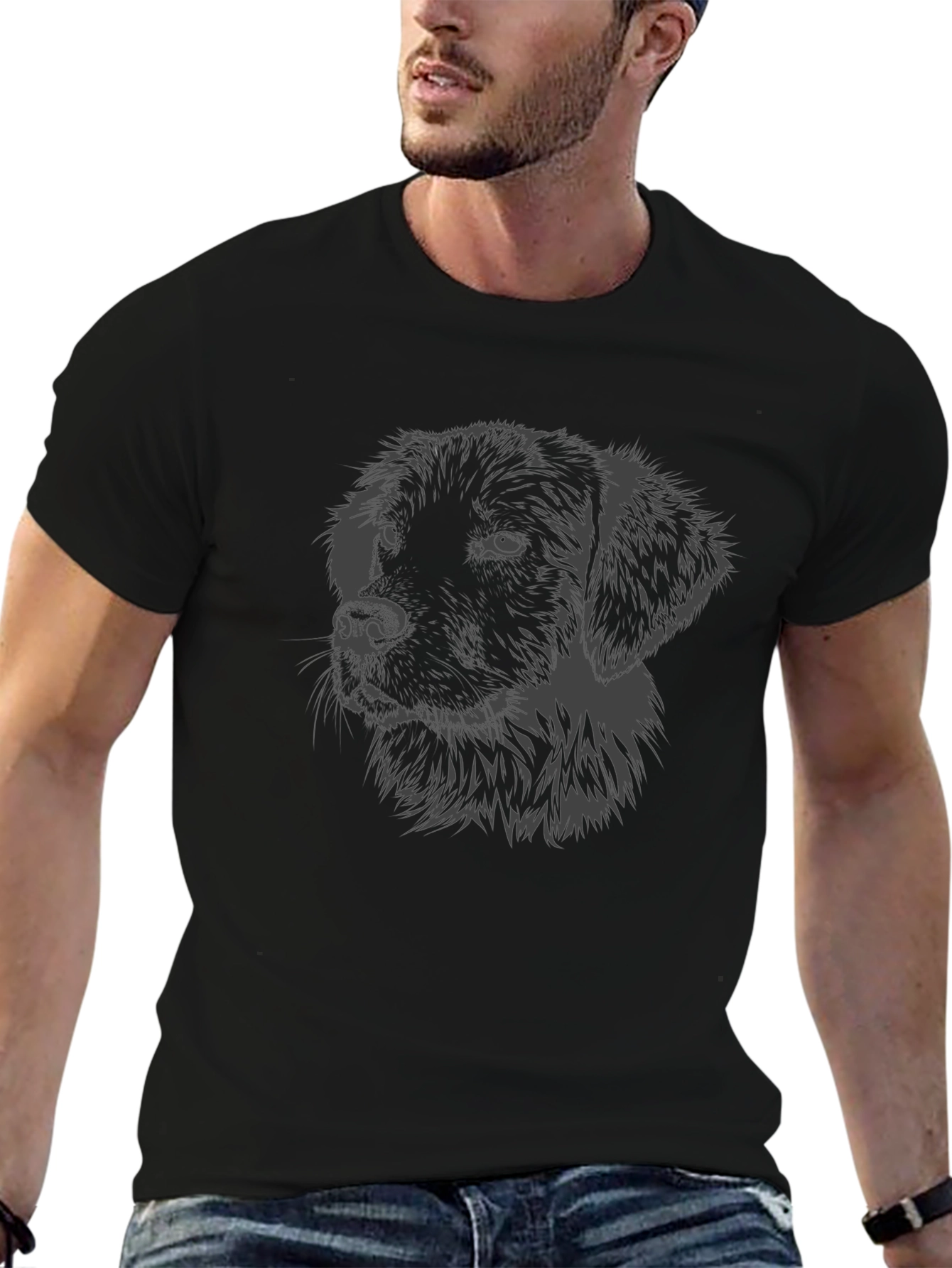 Dog Portrait Graphic T-Shirt - Black