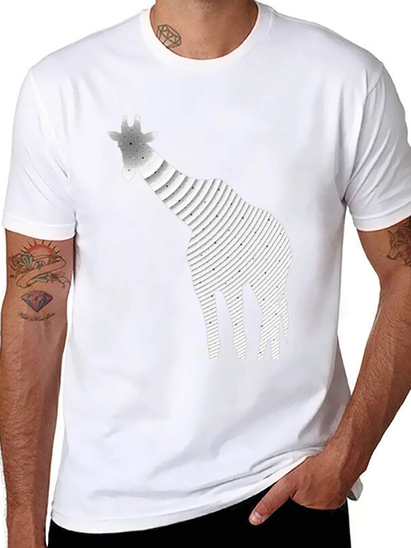 Giraffe Graphic Print Black T-Shirt
