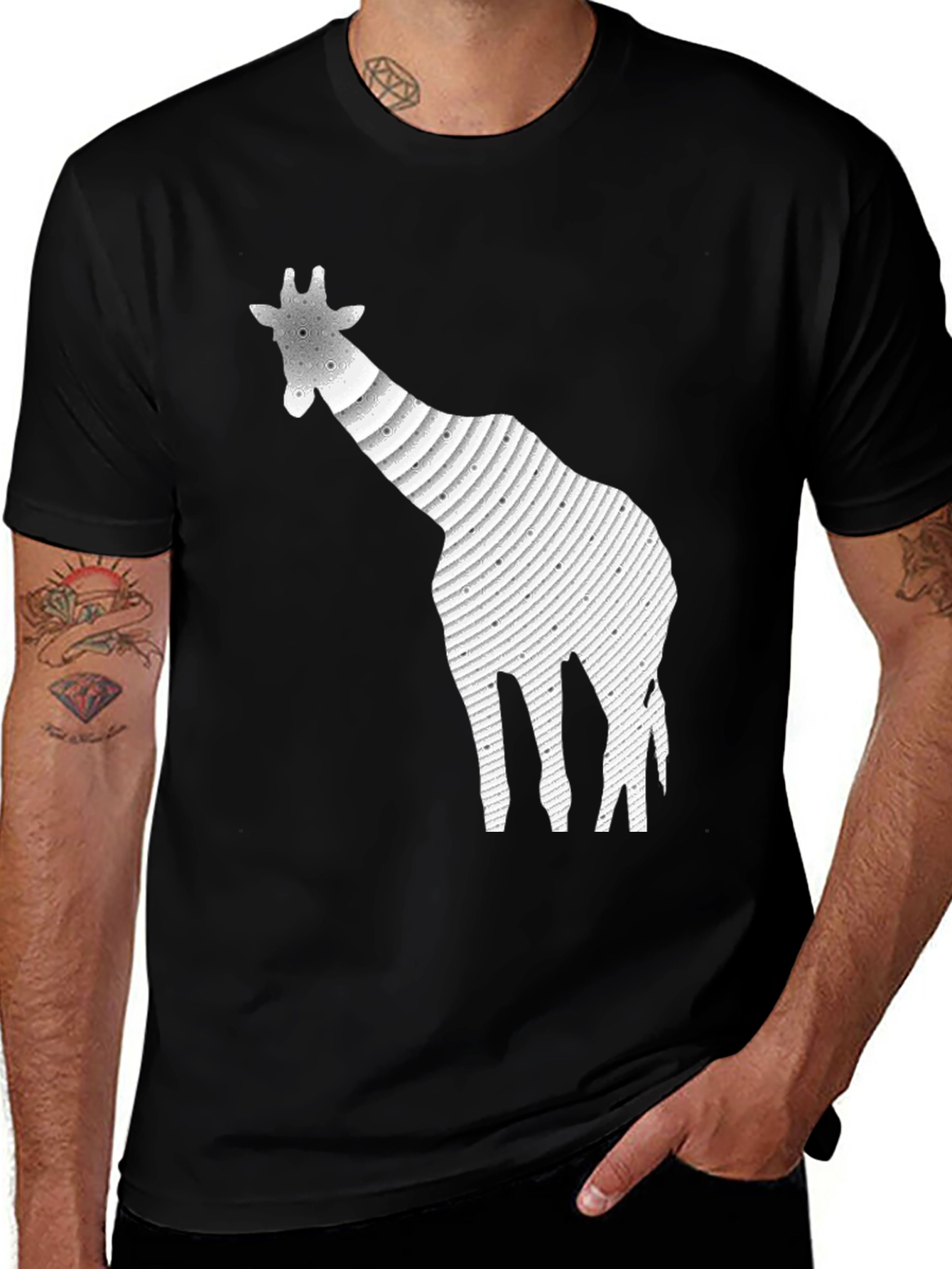 Giraffe Graphic Print Black T-Shirt