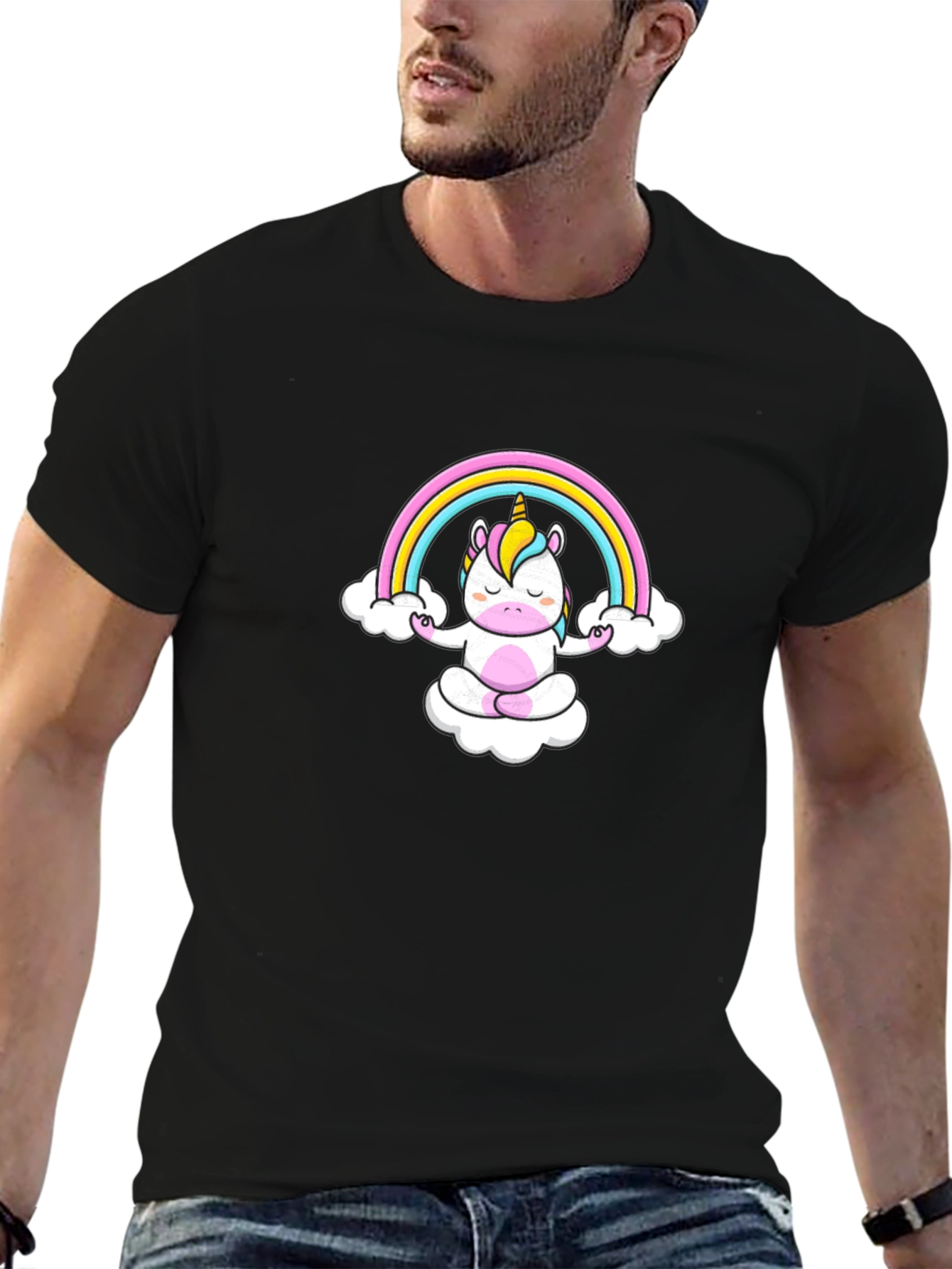 Unicorn Rainbow Meditation Graphic T-Shirt