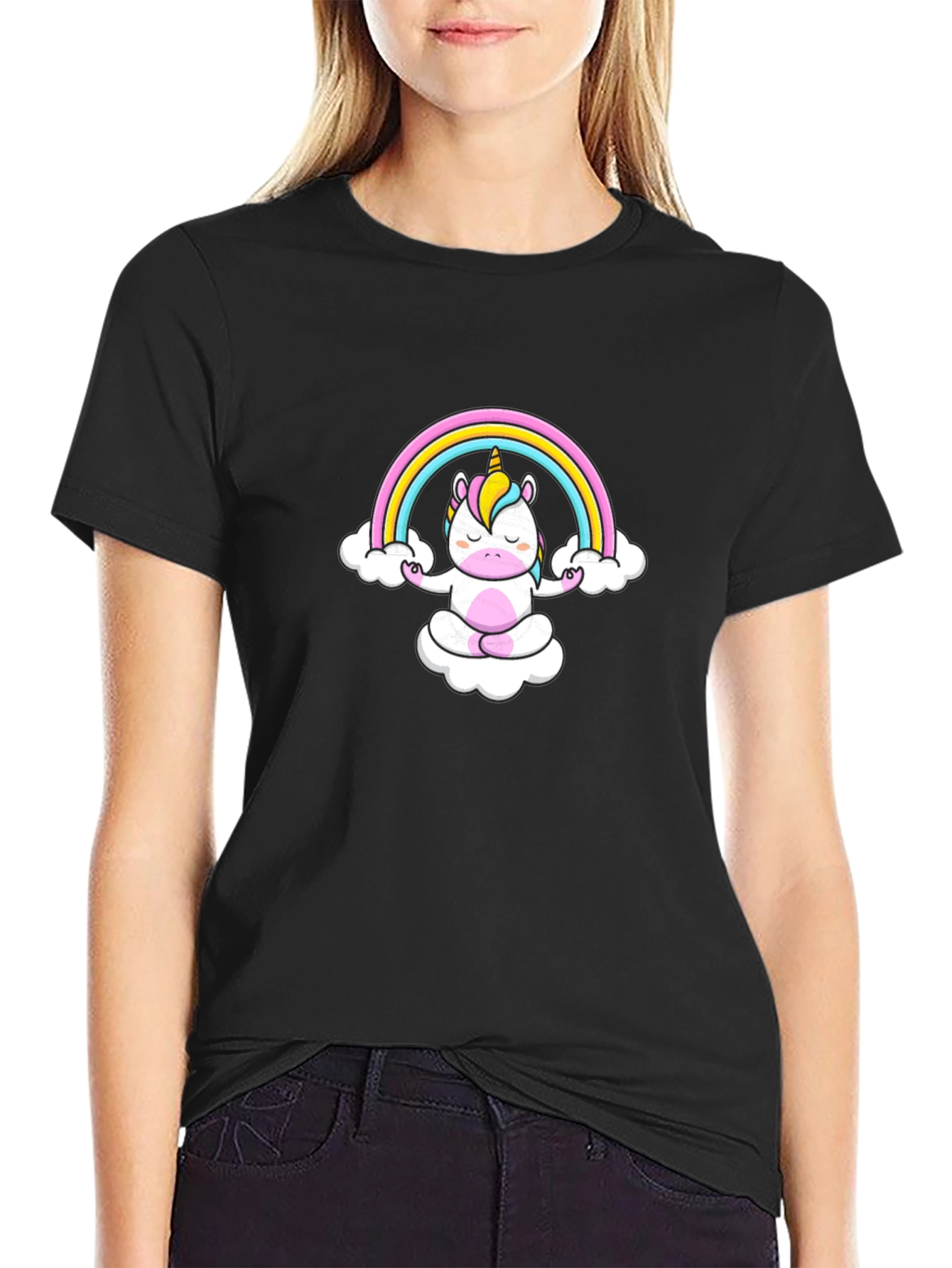 Unicorn Rainbow Meditation Graphic T-Shirt