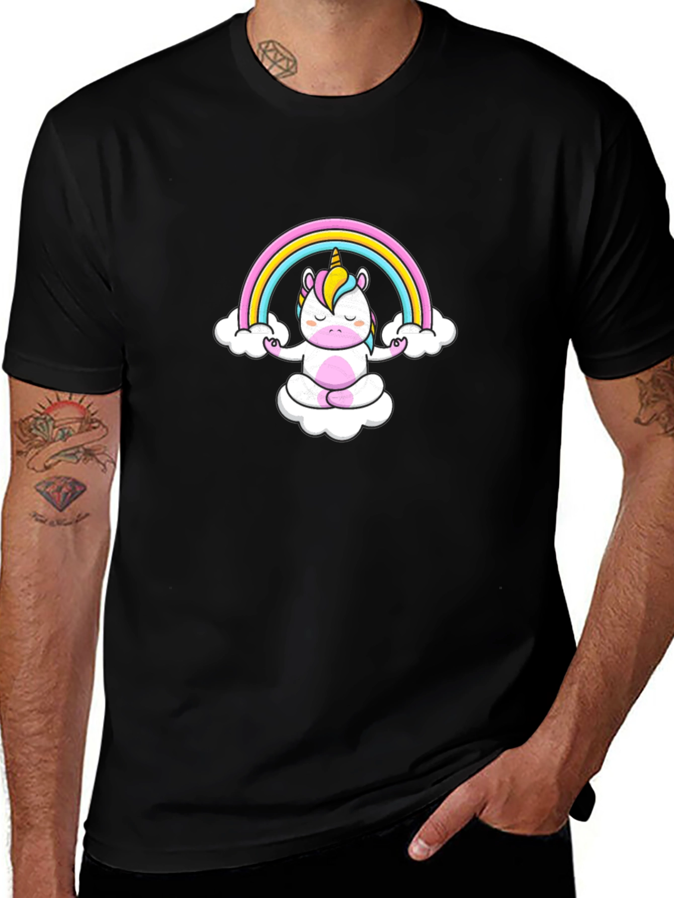Unicorn Rainbow Meditation Graphic T-Shirt