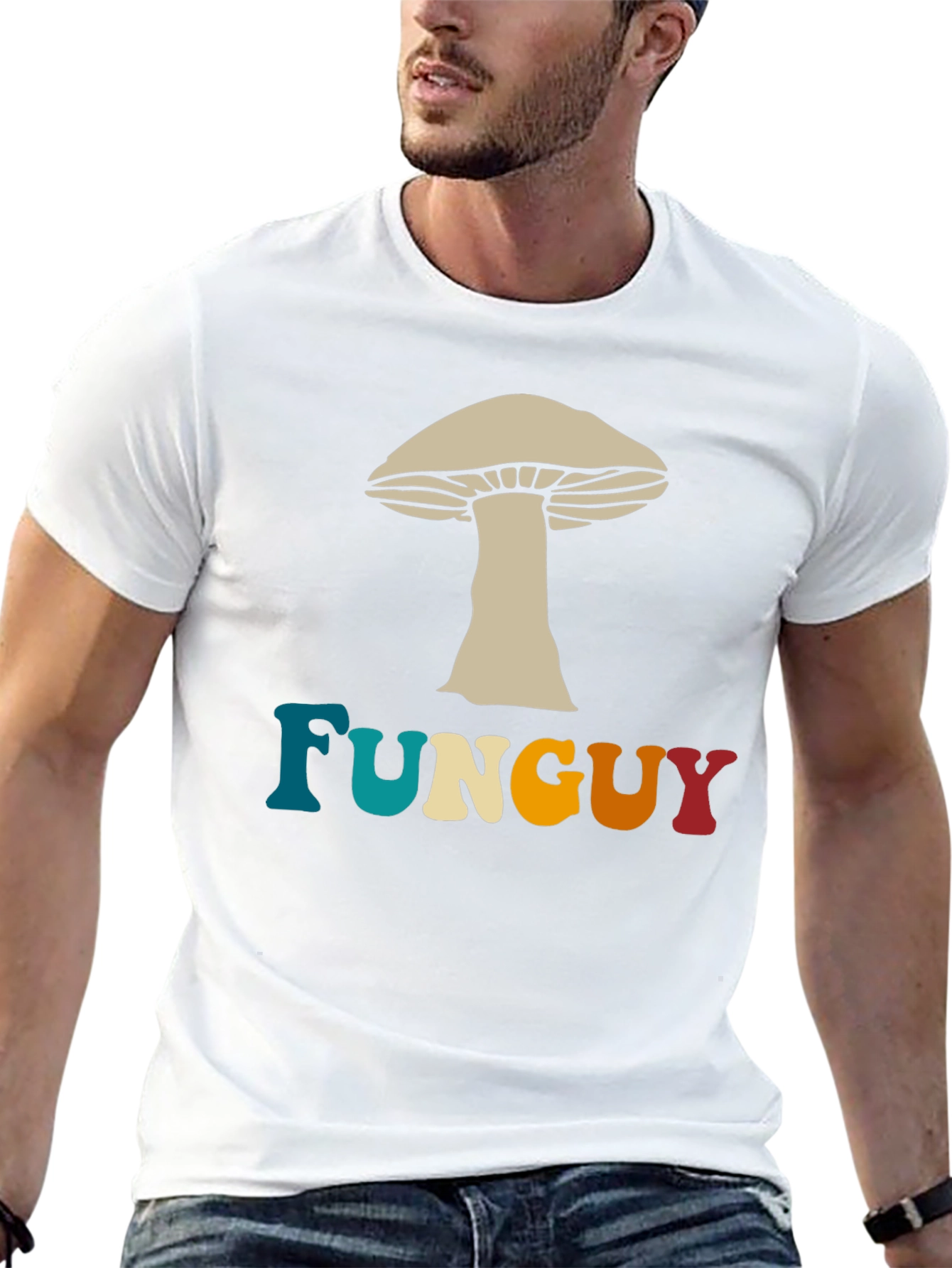 Fun Guy Mushroom Graphic Tee - Black Cotton T-Shirt