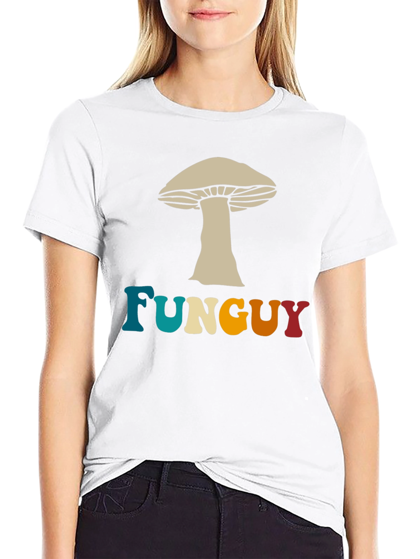 Fun Guy Mushroom Graphic Tee - Black Cotton T-Shirt